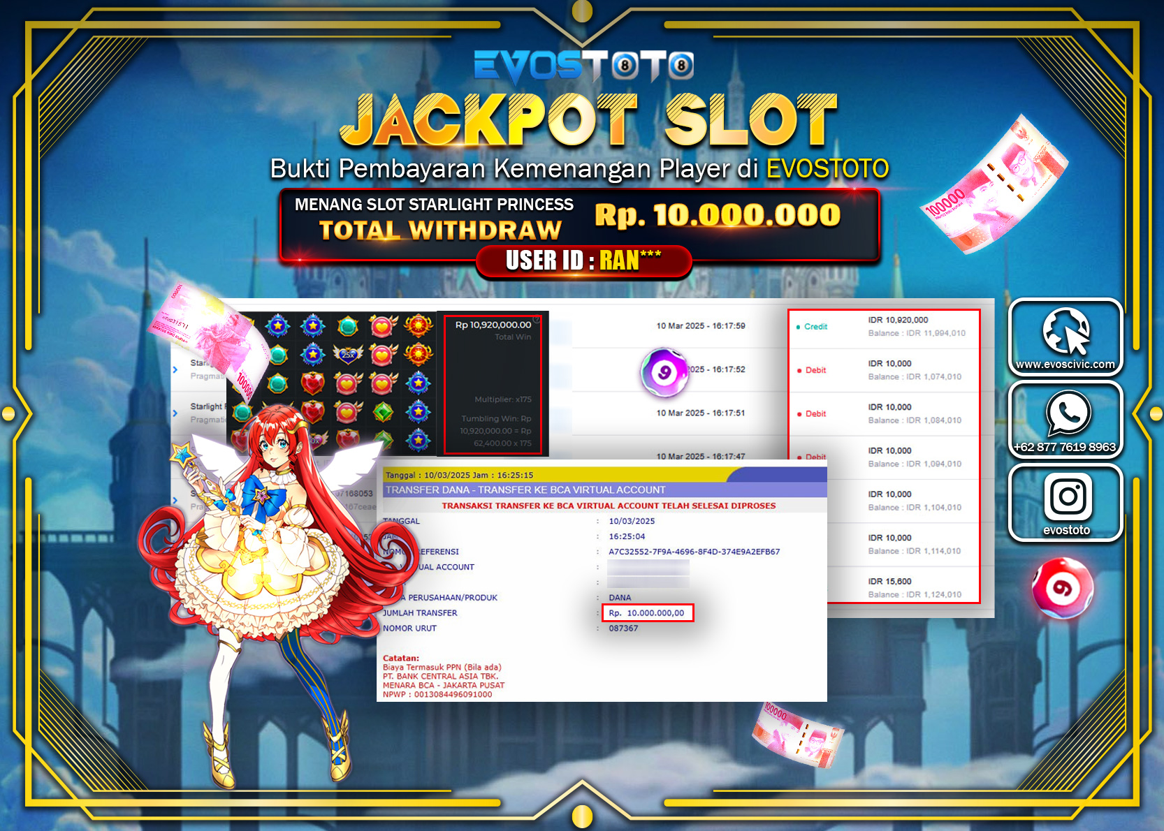 PEMBAYARAN JACKPOT SLOT STARLIGHT PRINCESS Rp.10.000.000 DI BAYAR LANGSUNG !
