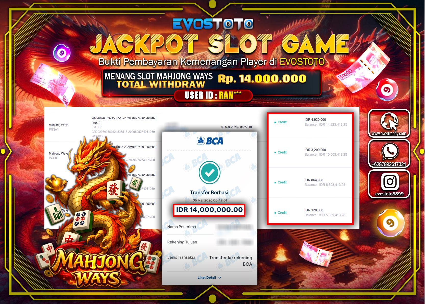 PEMBAYARAN JACKPOT SLOT SLOT MAHJONG WAYS Rp. 14.000.000 DI BAYAR LANGSUNG !