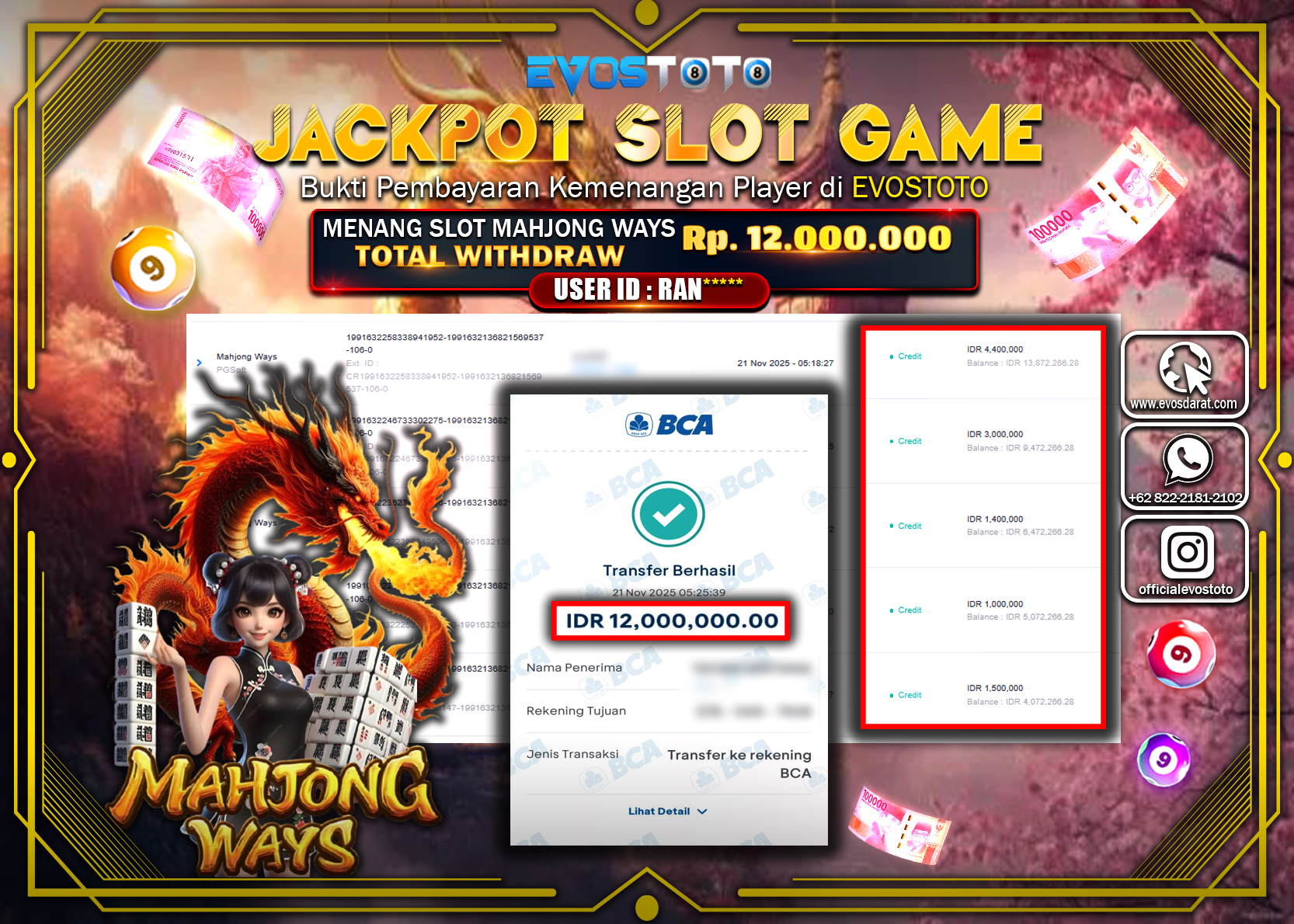 PEMBAYARAN JACKPOT SLOT MAHJONG WAYS  Rp12.000.000 DI BAYAR LANGSUNG !