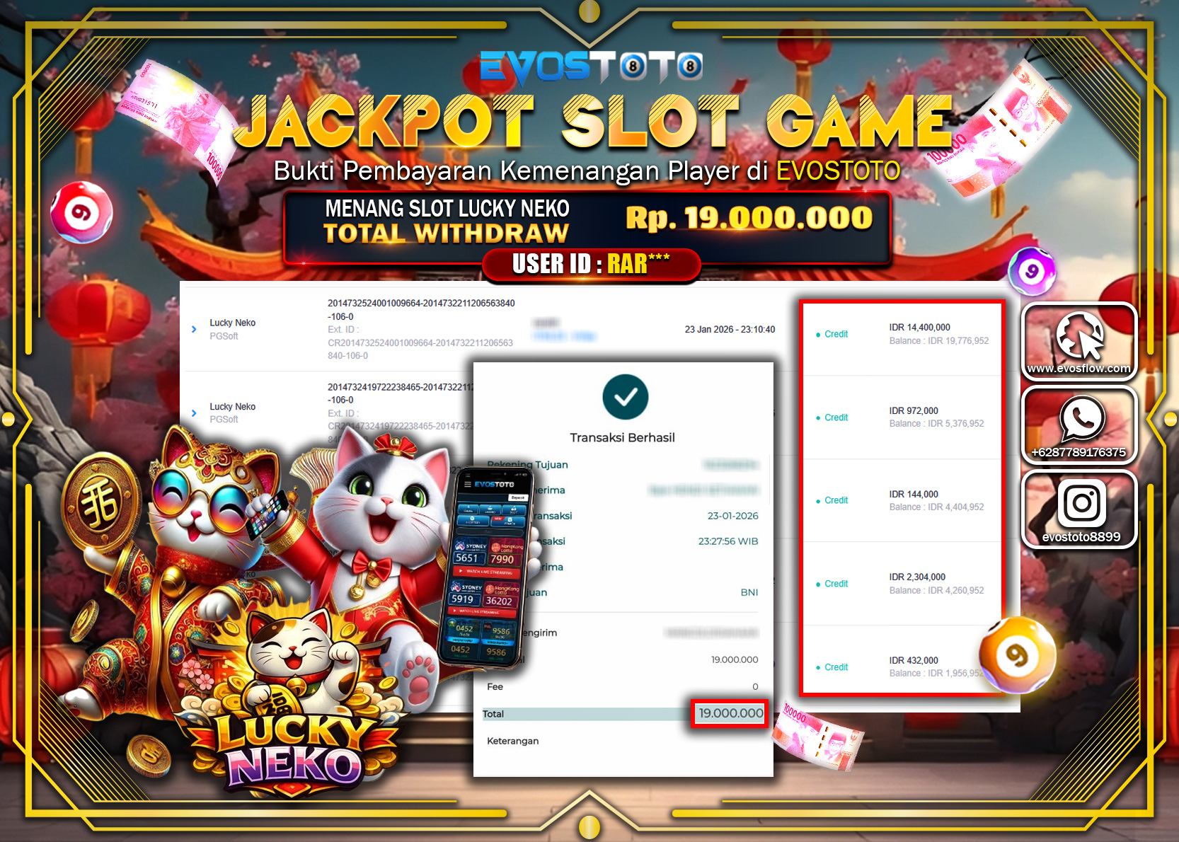 PEMBAYARAN JACKPOT SLOT LUCKY NEKO Rp.19.000.000 DI BAYAR LANGSUNG !
