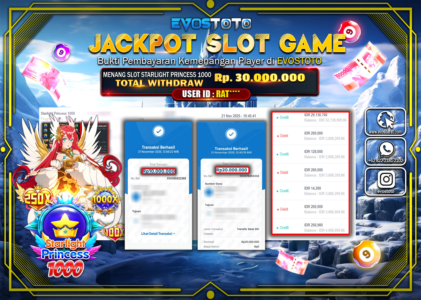 PEMBAYARAN JACKPOT SLOT STARLIGHT PRINCESS 1000  Rp30.000.000 DI BAYAR LANGSUNG !