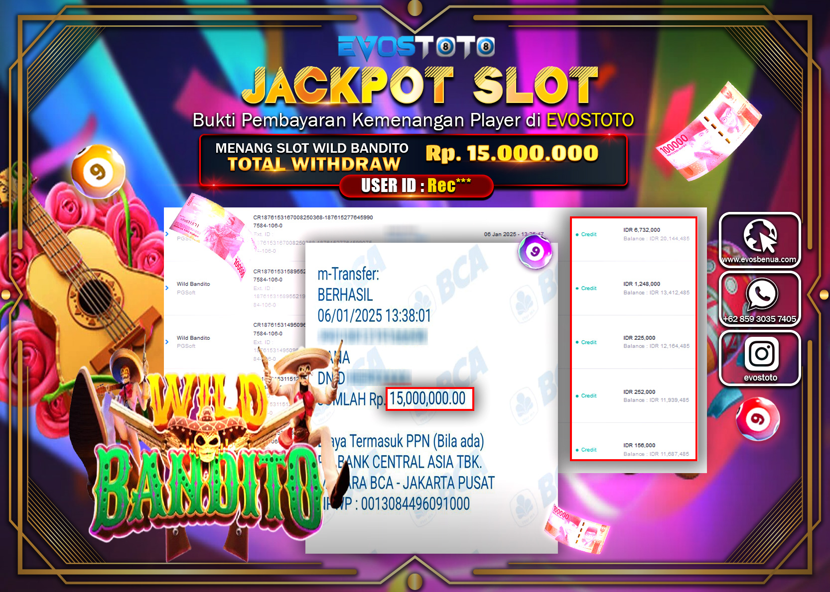 PEMBAYARAN JACKPOT SLOT WILD BANDITO Rp.15.000.000 DI BAYAR LANGSUNG !