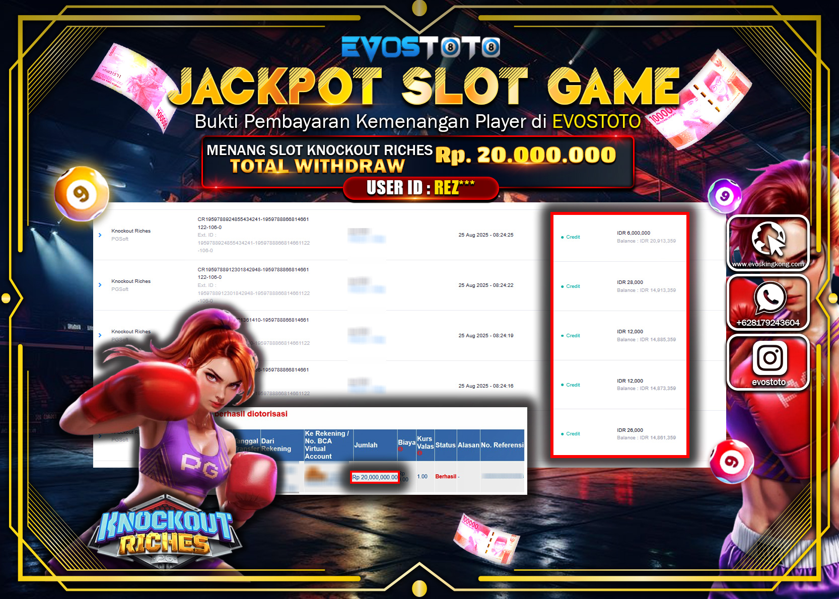 PEMBAYARAN JACKPOT SLOT KNOCKOUT RICHES Rp20.000.000 DI BAYAR LANGSUNG !