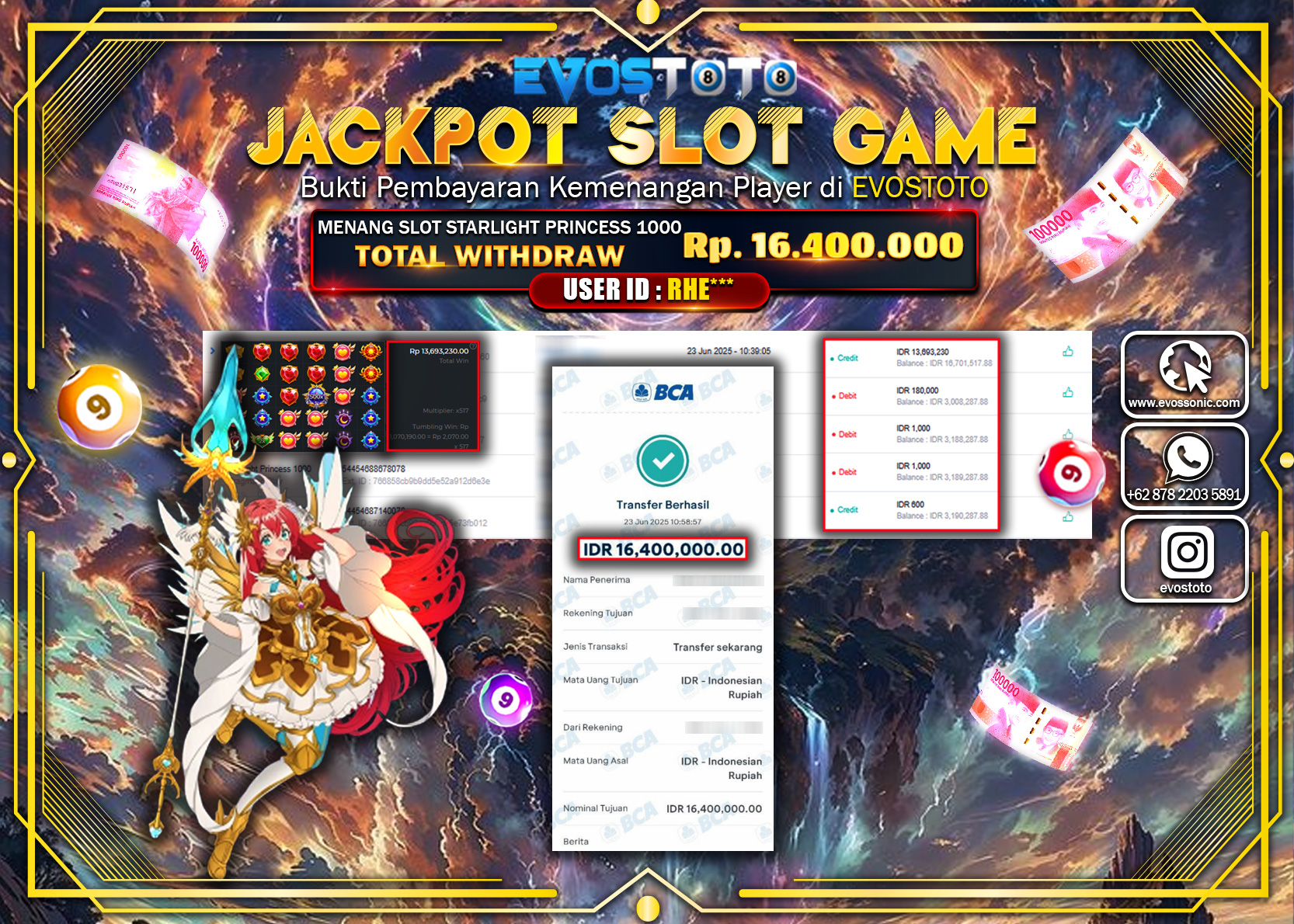 PEMBAYARAN JACKPOT SLOT STARLIGHT PRINCESS 1000 RP16.400.000 DI BAYAR LANGSUNG !