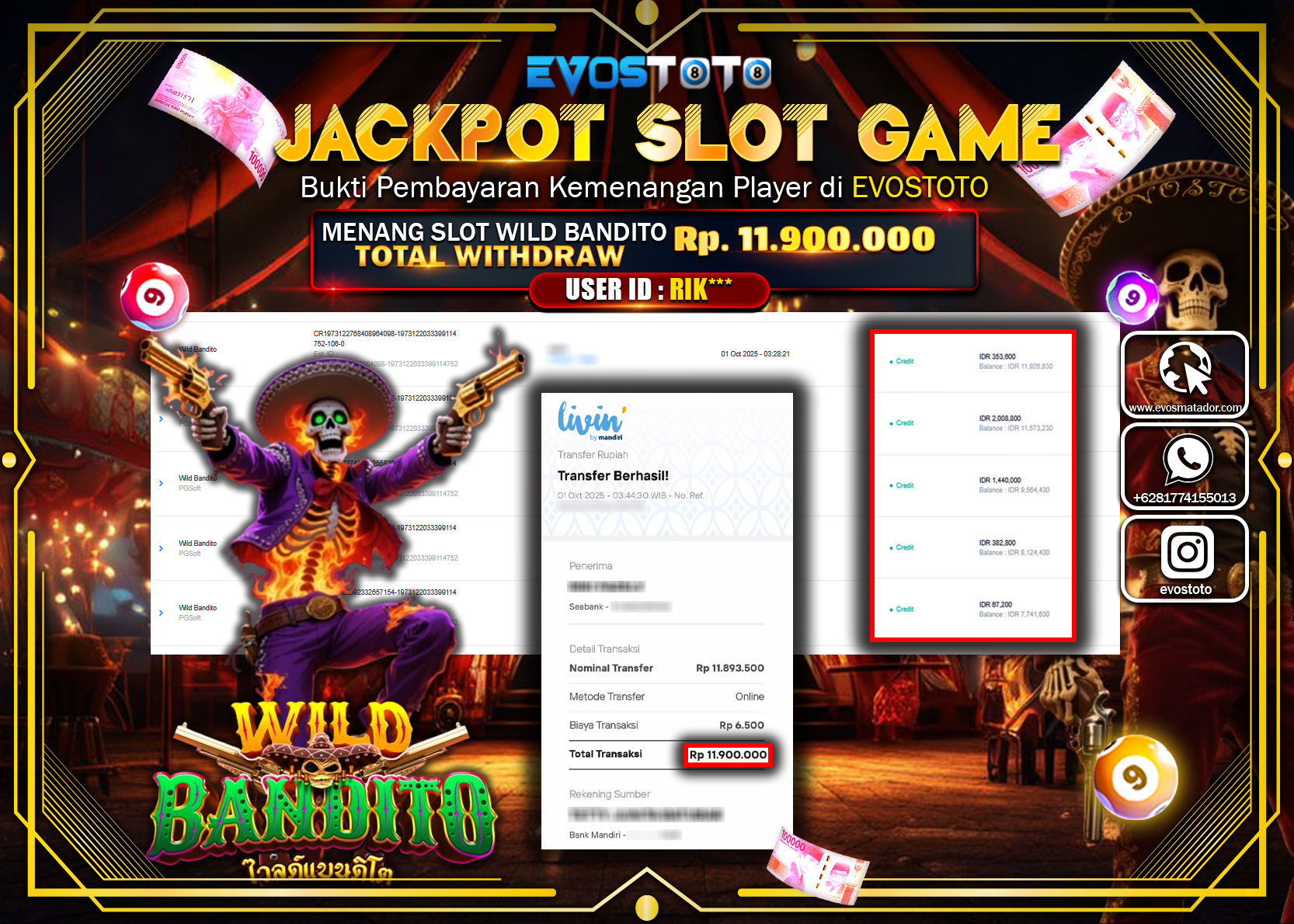 PEMBAYARAN JACKPOT SLOT WILD BANDITO Rp11.900.000 DI BAYAR LANGSUNG !