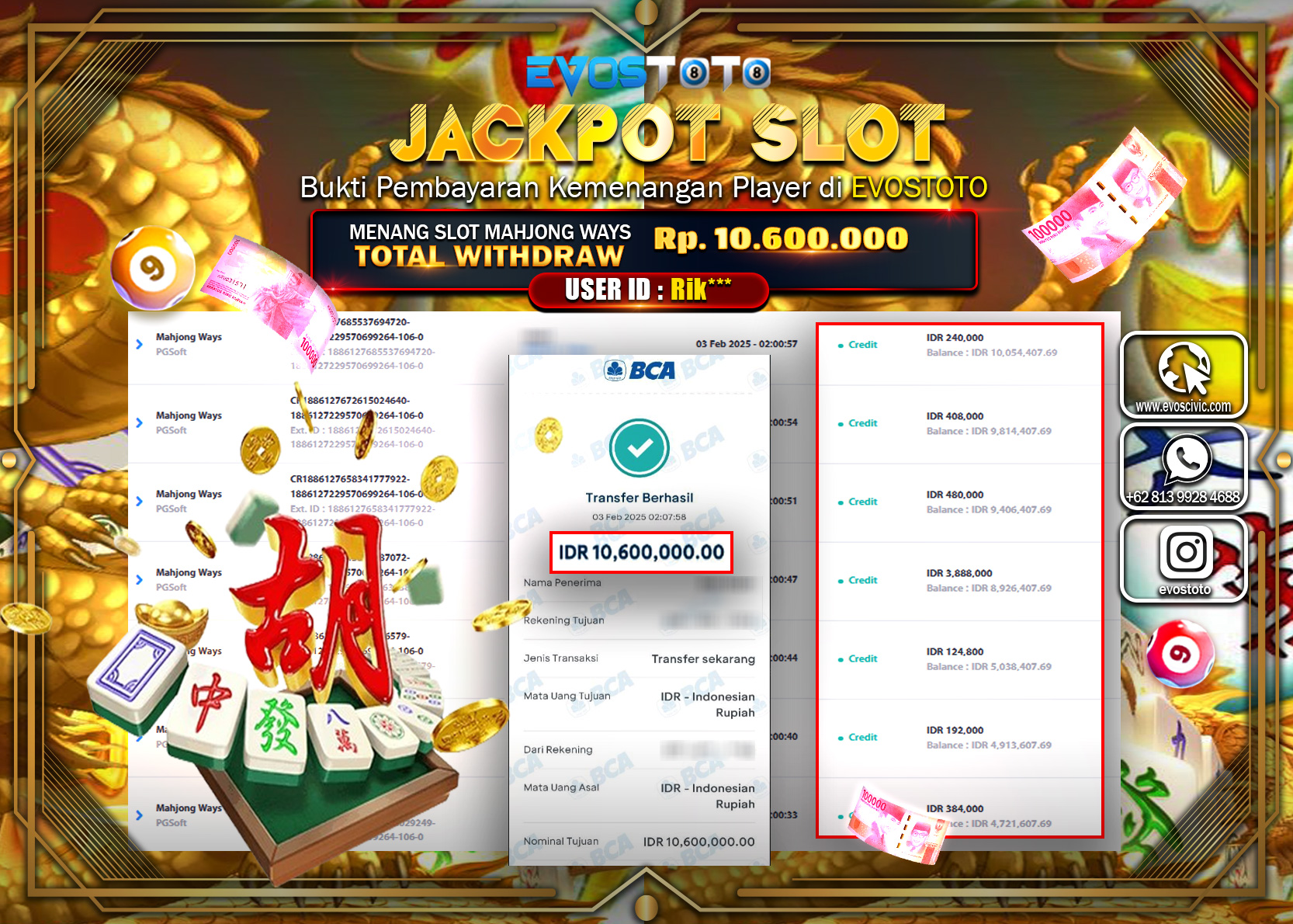 PEMBAYARAN JACKPOT SLOT MAHJONG WAYS Rp.10.600.000 DI BAYAR LANGSUNG !