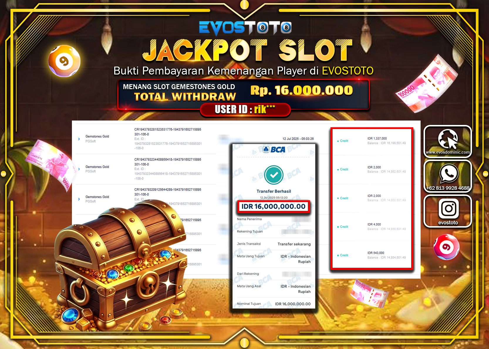 PEMBAYARAN JACKPOT SLOT GAMESTONES GOLD RP16.000.000 DI BAYAR LANGSUNG !
