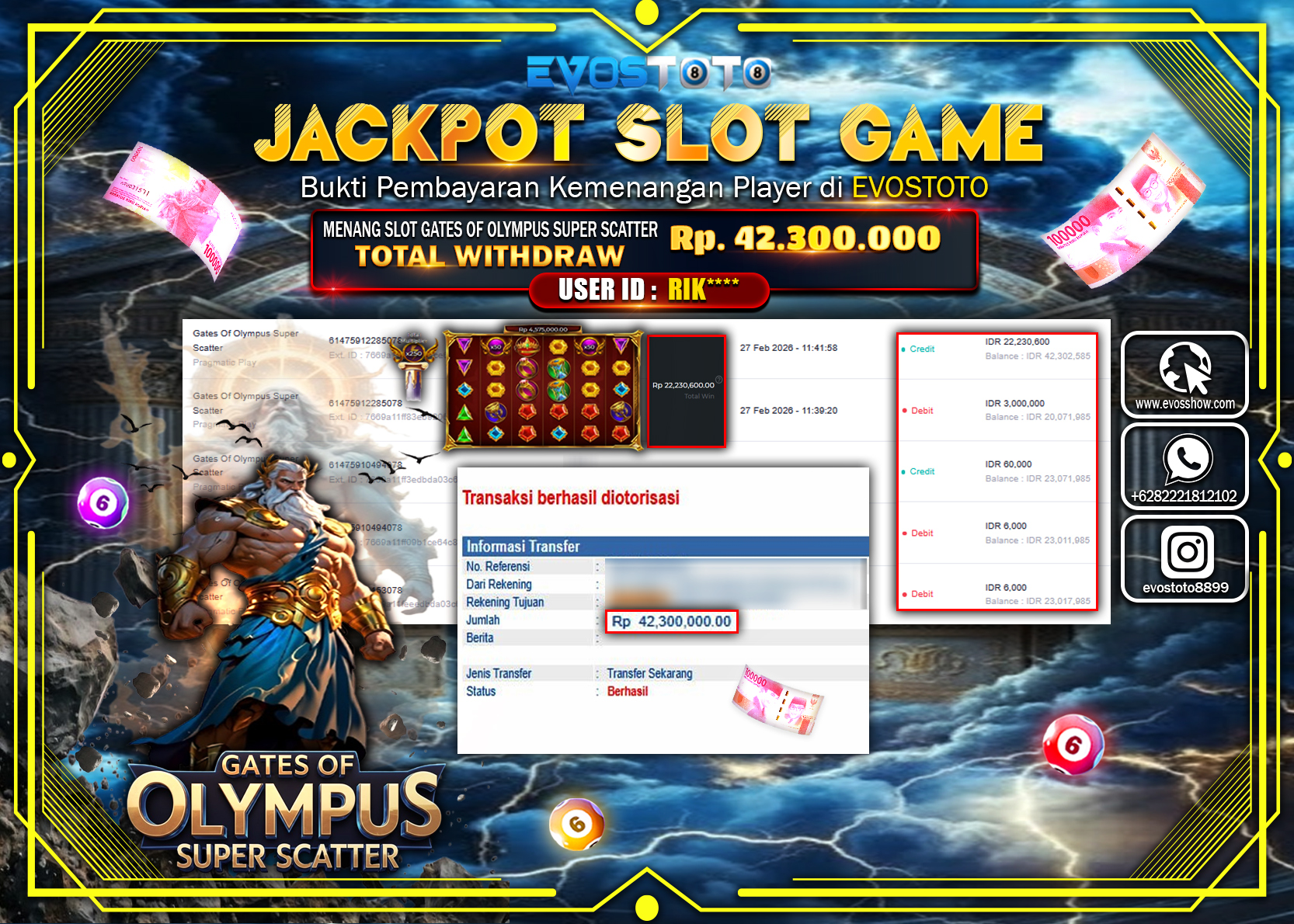 PEMBAYARAN JACKPOT SLOT GATES OF OLYMPUS SUPER SCATTER Rp.42.300.000 DI BAYAR LANGSUNG !