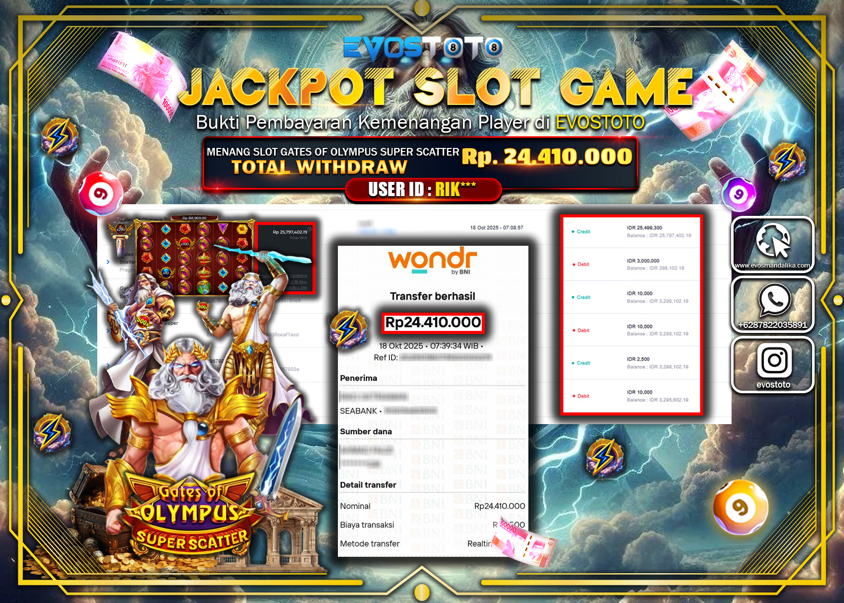 PEMBAYARAN JACKPOT SLOT GATES OF OLYMPUS SUPER SCATTER Rp24.410.000 DI BAYAR LANGSUNG !