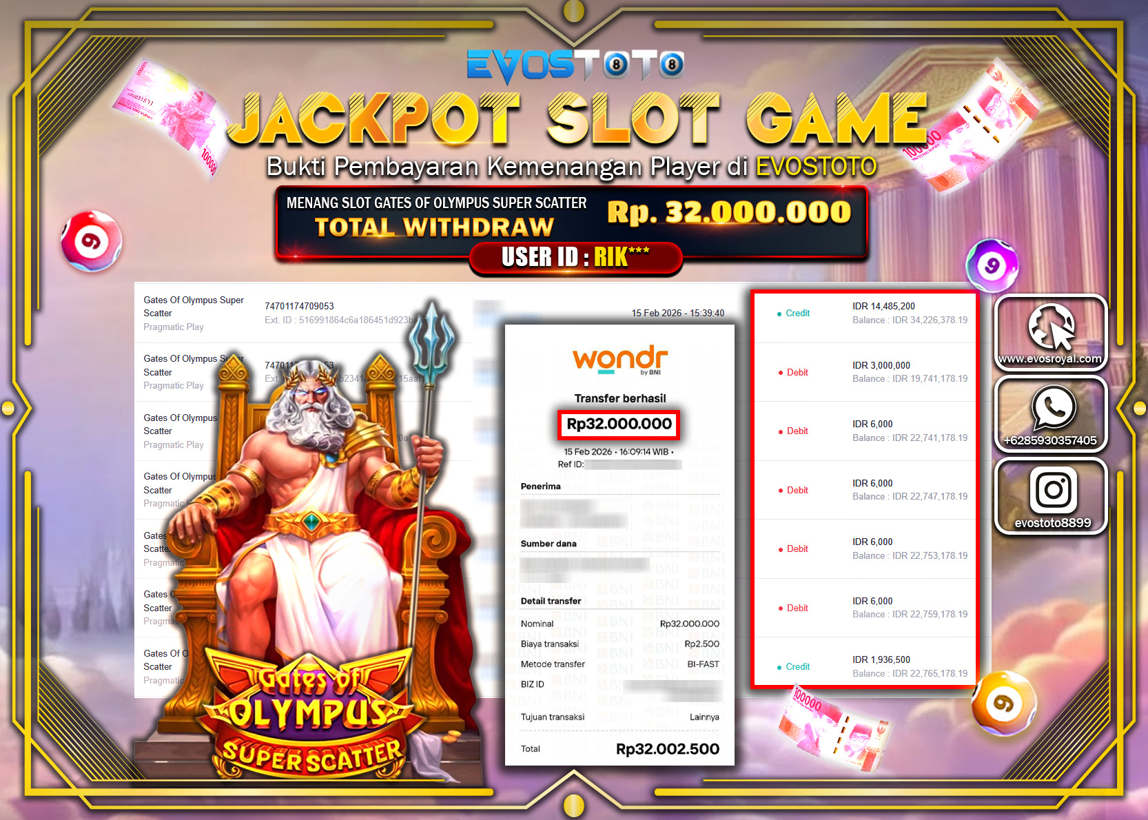 PEMBAYARAN JACKPOT SLOT GATES OF OLYMPUS SUPER SCATTER Rp.32.000.000 DI BAYAR LANGSUNG !