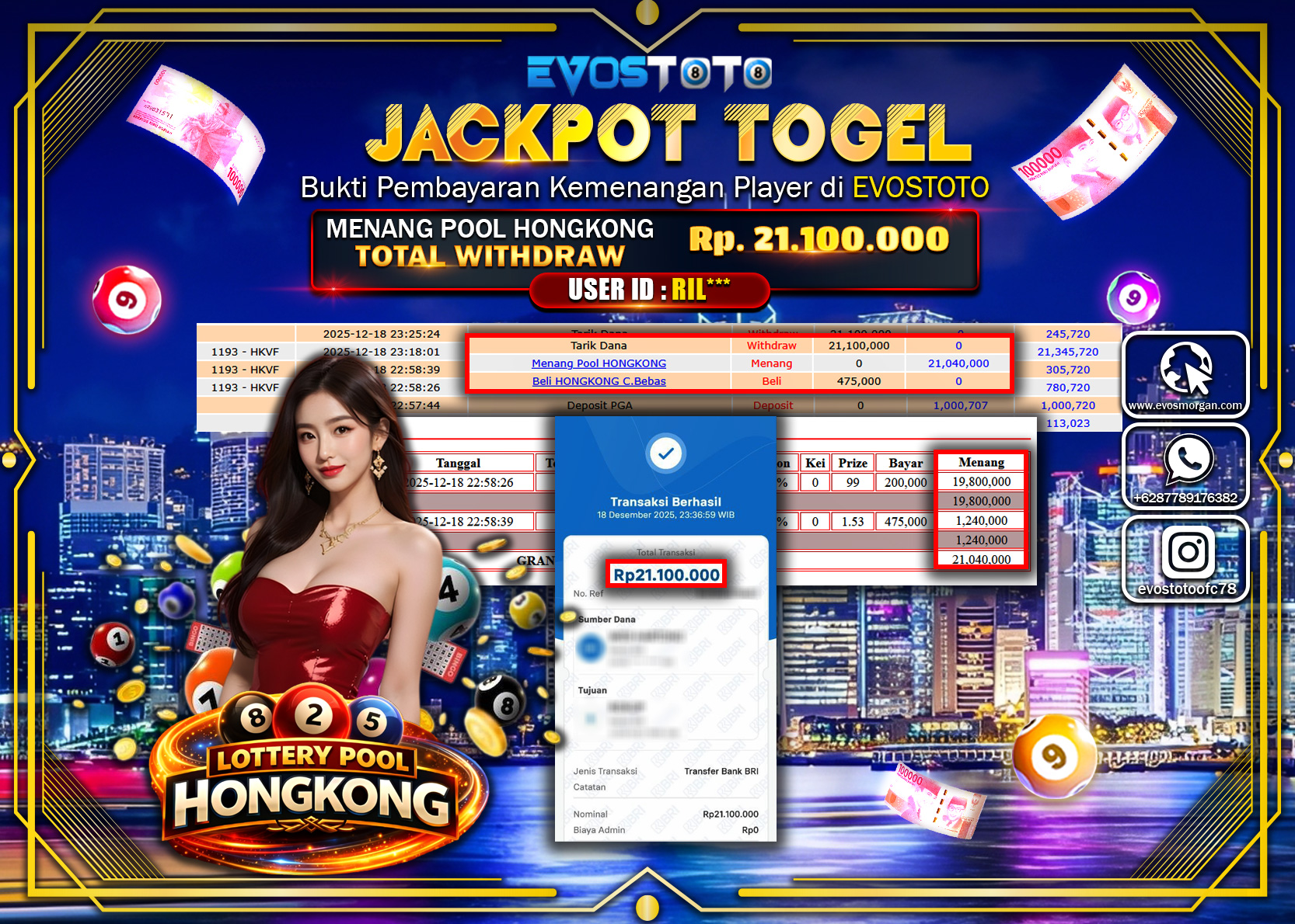 PEMBAYARAN JACKPOT TOGEL POOL HONGKONG Rp.21.100.000 DI BAYAR LANGSUNG !