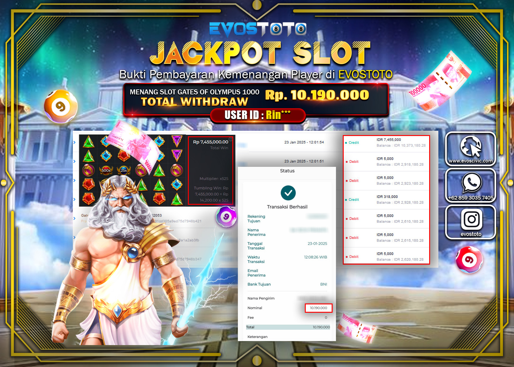 PEMBAYARAN JACKPOT SLOT GATES OF OLYMPUS 1000  Rp.10.190.000 DI BAYAR LANGSUNG !