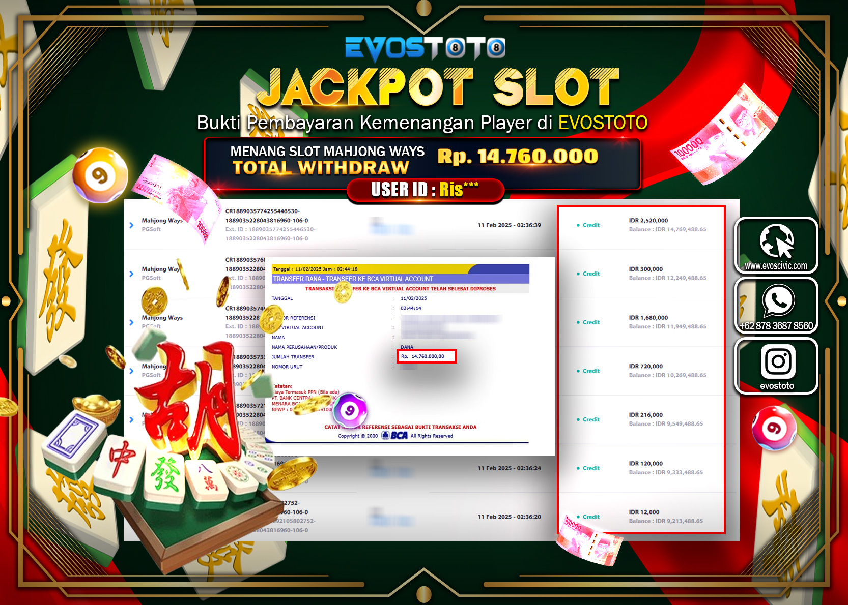 PEMBAYARAN JACKPOT SLOT MAHJONG WAYS Rp.14.760.000 DI BAYAR LANGSUNG !