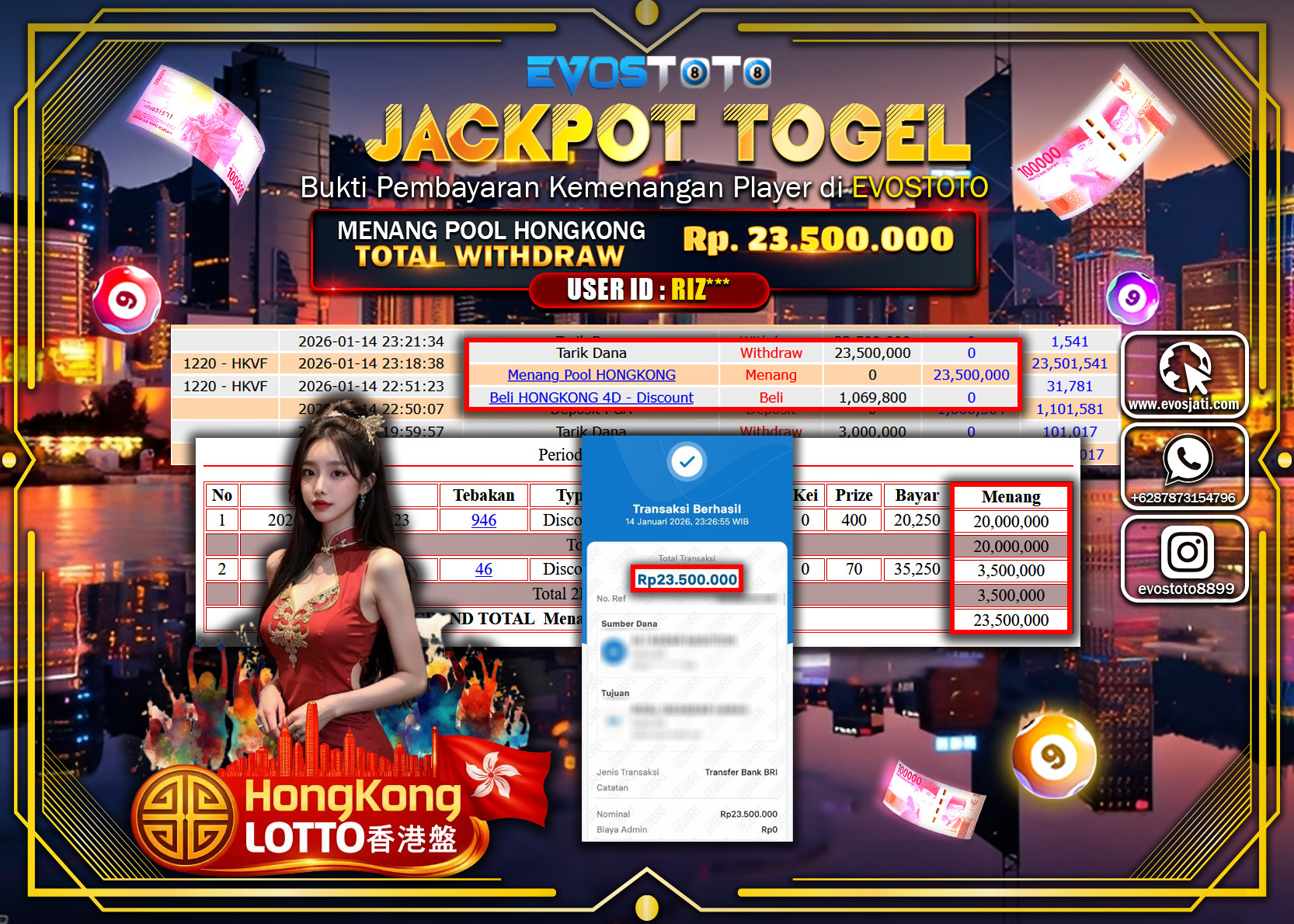 PEMBAYARAN JACKPOT TOGEL POOL HONGKONG Rp.23.500.000 DI BAYAR LANGSUNG !