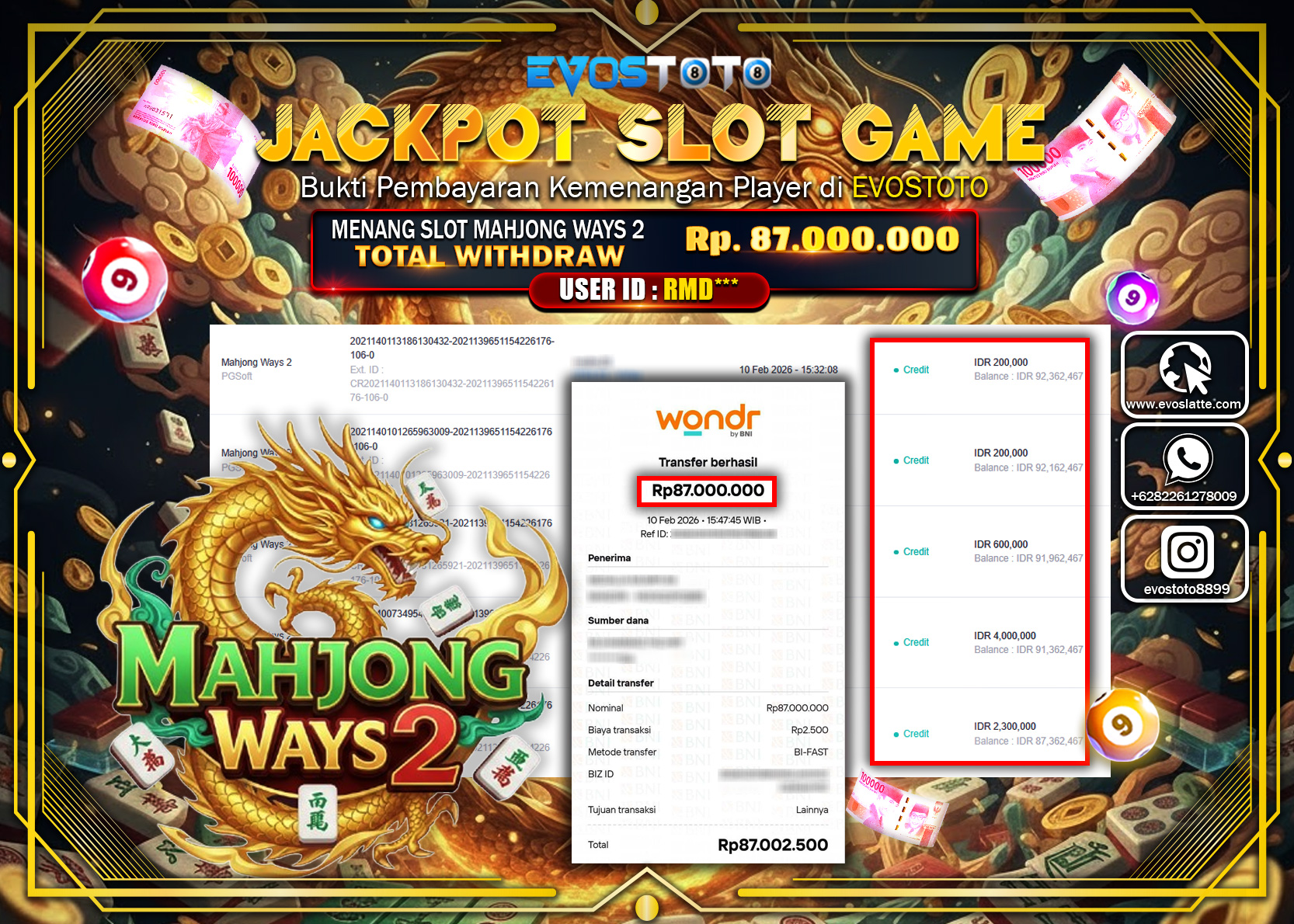 PEMBAYARAN JACKPOT SLOT MAHJONG WAYS 2 Rp.87.000.000 DI BAYAR LANGSUNG !