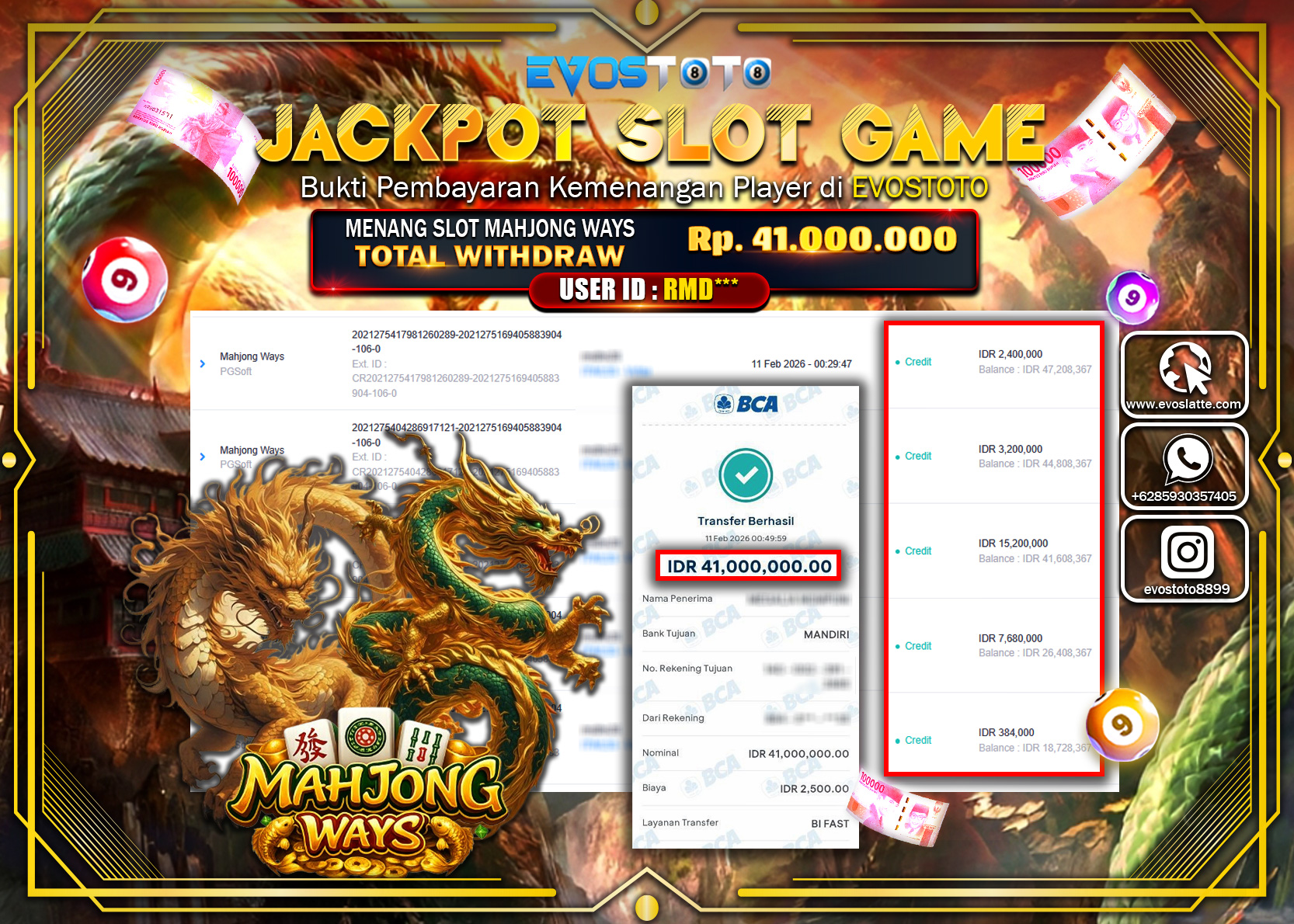 PEMBAYARAN JACKPOT SLOT MAHJONG WAYS Rp.41.000.000 DI BAYAR LANGSUNG !