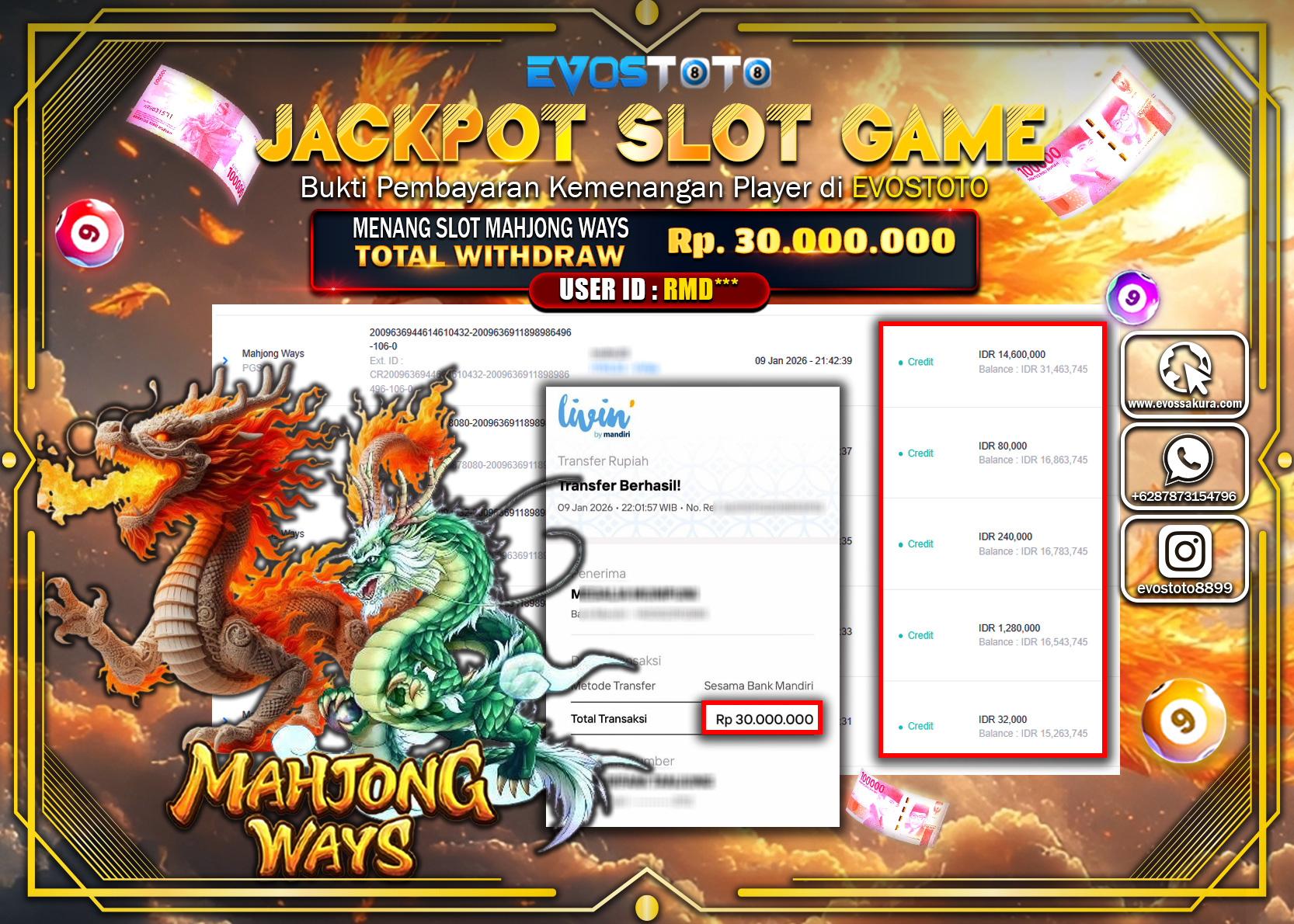 PEMBAYARAN JACKPOT SLOT MAHJONG WAYS Rp.30.000.000 DI BAYAR LANGSUNG !