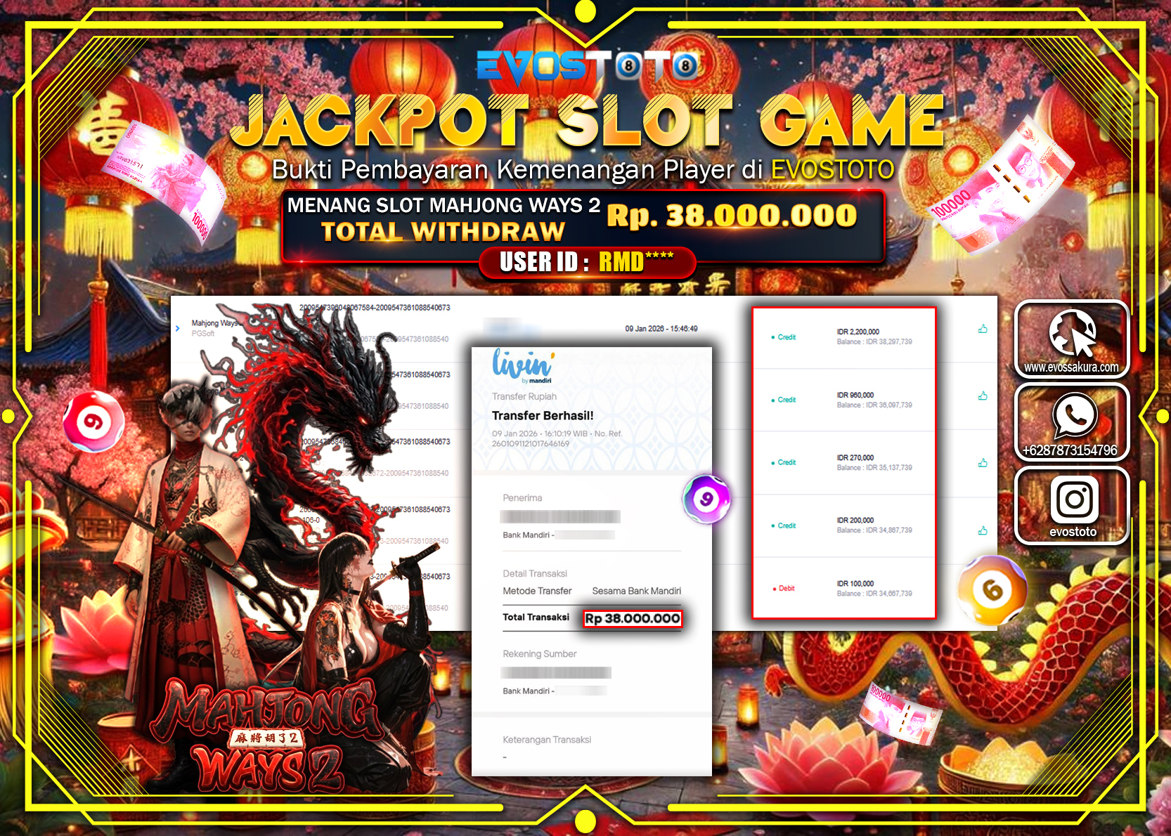 PEMBAYARAN JACKPOT SLOT MAHJONG WAYS 2 Rp.38.000.000 DI BAYAR LANGSUNG !