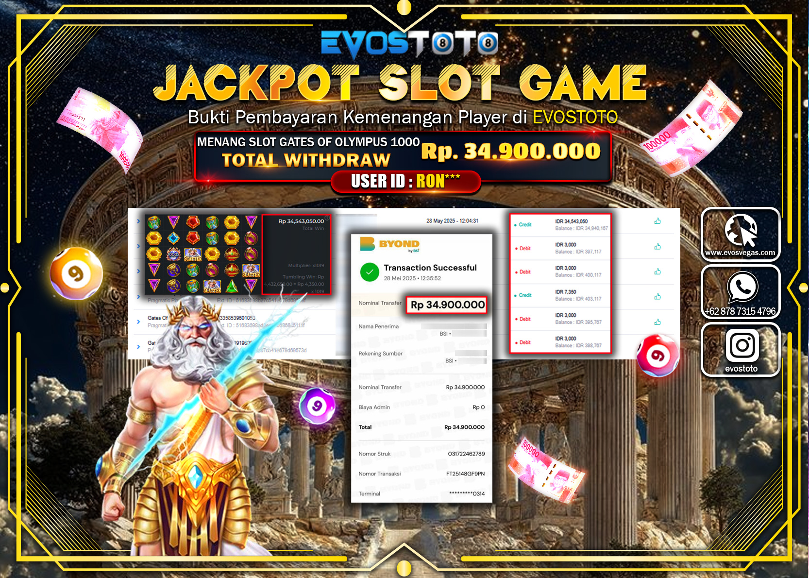 PEMBAYARAN JACKPOT SLOT ZEUS VS HADES-GODS OF WAR  21.600.000 DI BAYAR LANGSUNG !