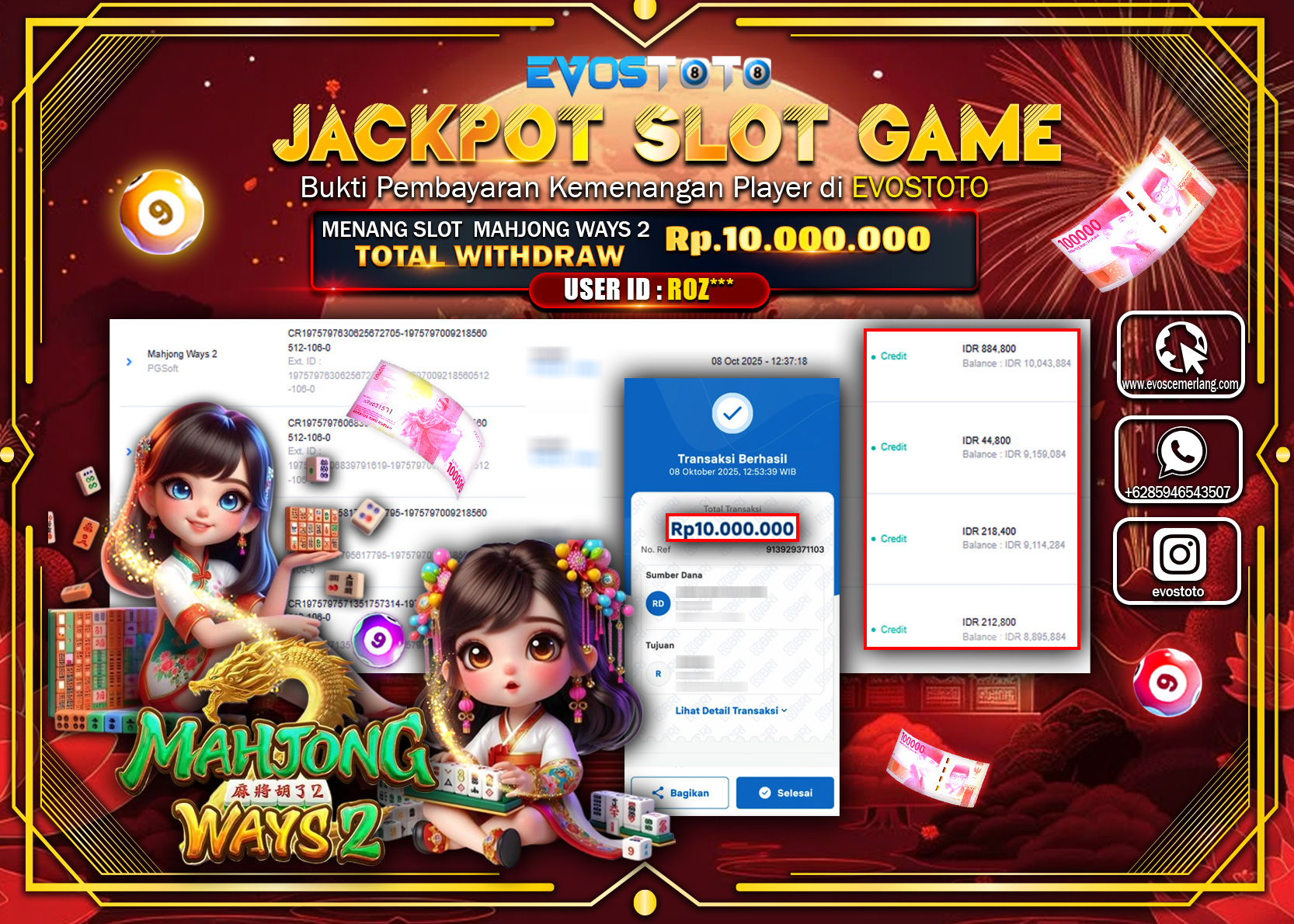 PEMBAYARAN JACKPOT SLOT MAHJONG WAYS 2 Rp10.000.000 DI BAYAR LANGSUNG !