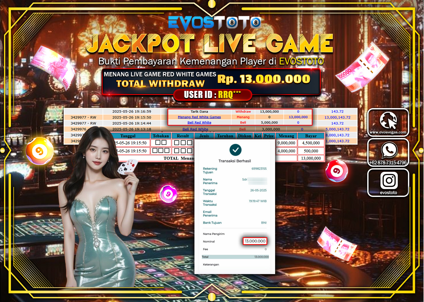 PEMBAYARAN JACKPOT LIVE GAME RED WHITE GAMES Rp.12.000.000 DI BAYAR LANGSUNG !
