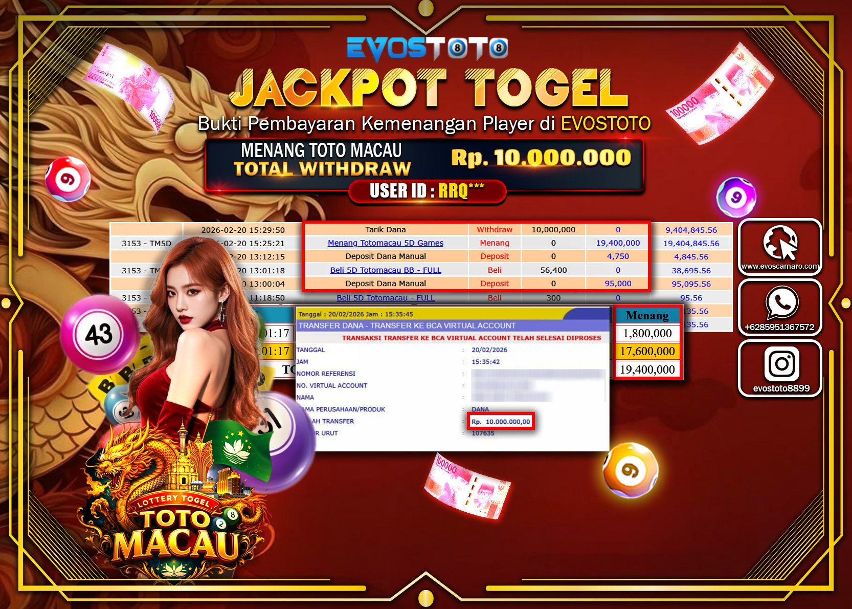 PEMBAYARAN JACKPOT TOGEL TOTO MACAU Rp.10.000.000 DI BAYAR LANGSUNG !