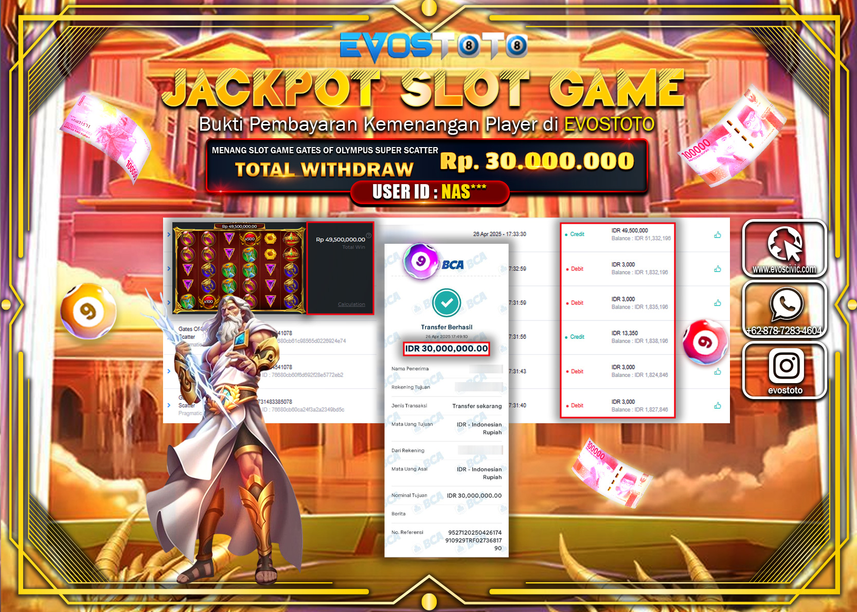 PEMBAYARAN JACKPOT SLOT GATES OF OLYMPUS SUPER SCATTER  Rp.30.000.000 DI BAYAR LANGSUNG !