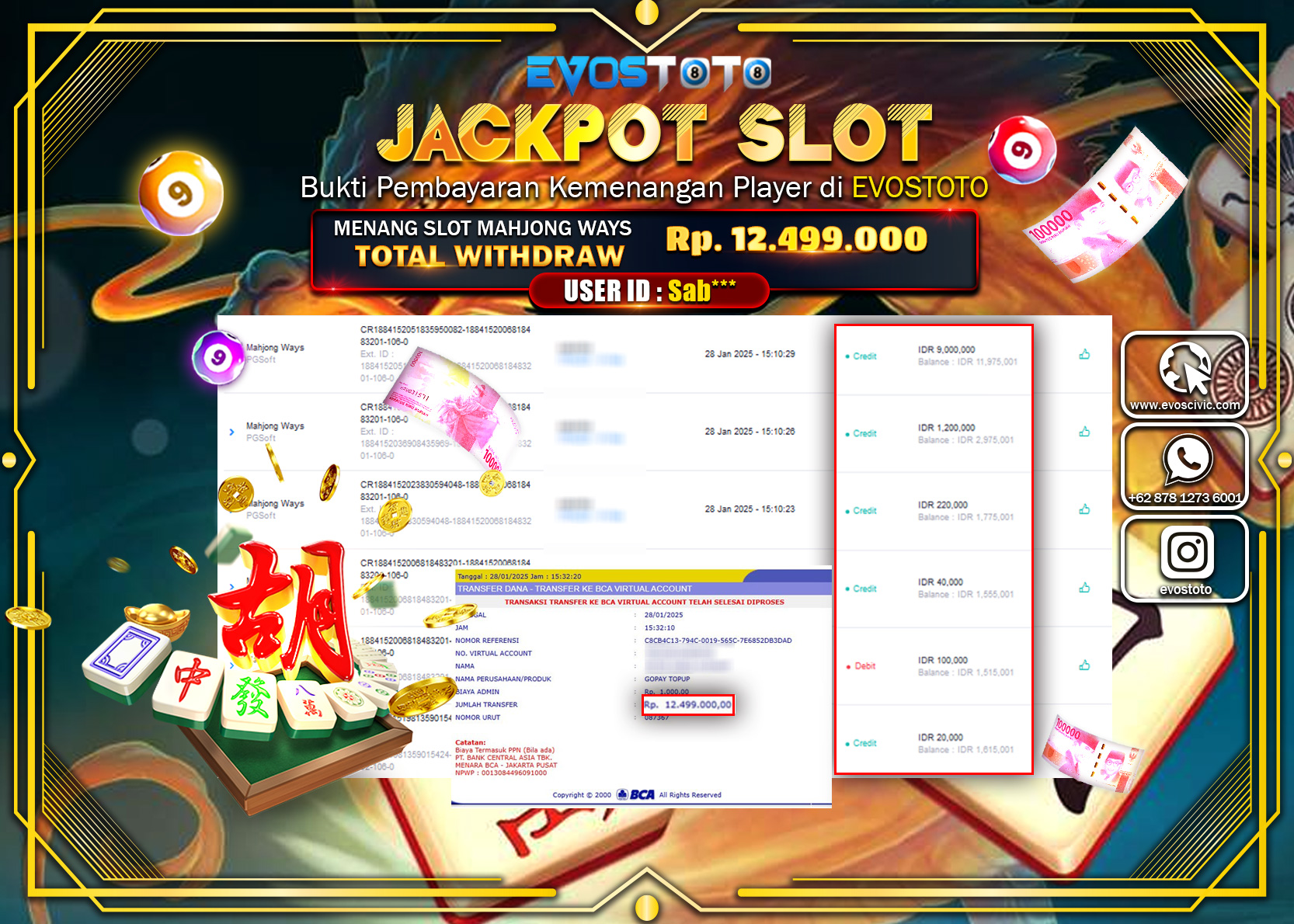 PEMBAYARAN JACKPOT MAHJONG WAYS Rp.12.499.000 DI BAYAR LANGSUNG !