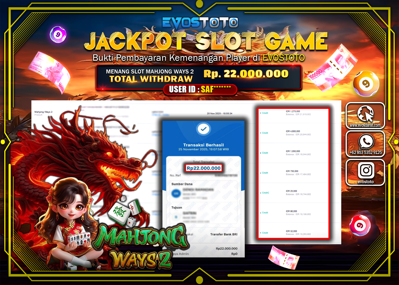 PEMBAYARAN JACKPOT SLOT MAHJONG WAYS 2 Rp.22.000.000 DI BAYAR LANGSUNG !