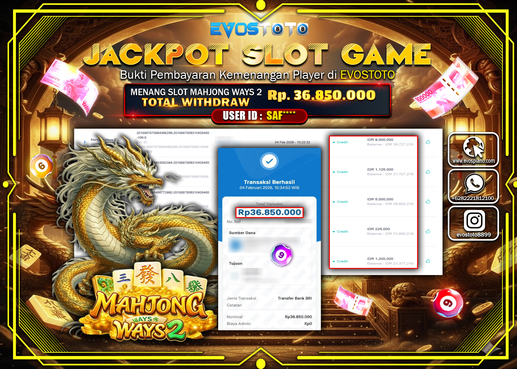 PEMBAYARAN JACKPOT SLOT MAHJONG WAYS 2 Rp.36.850.000 DI BAYAR LANGSUNG !