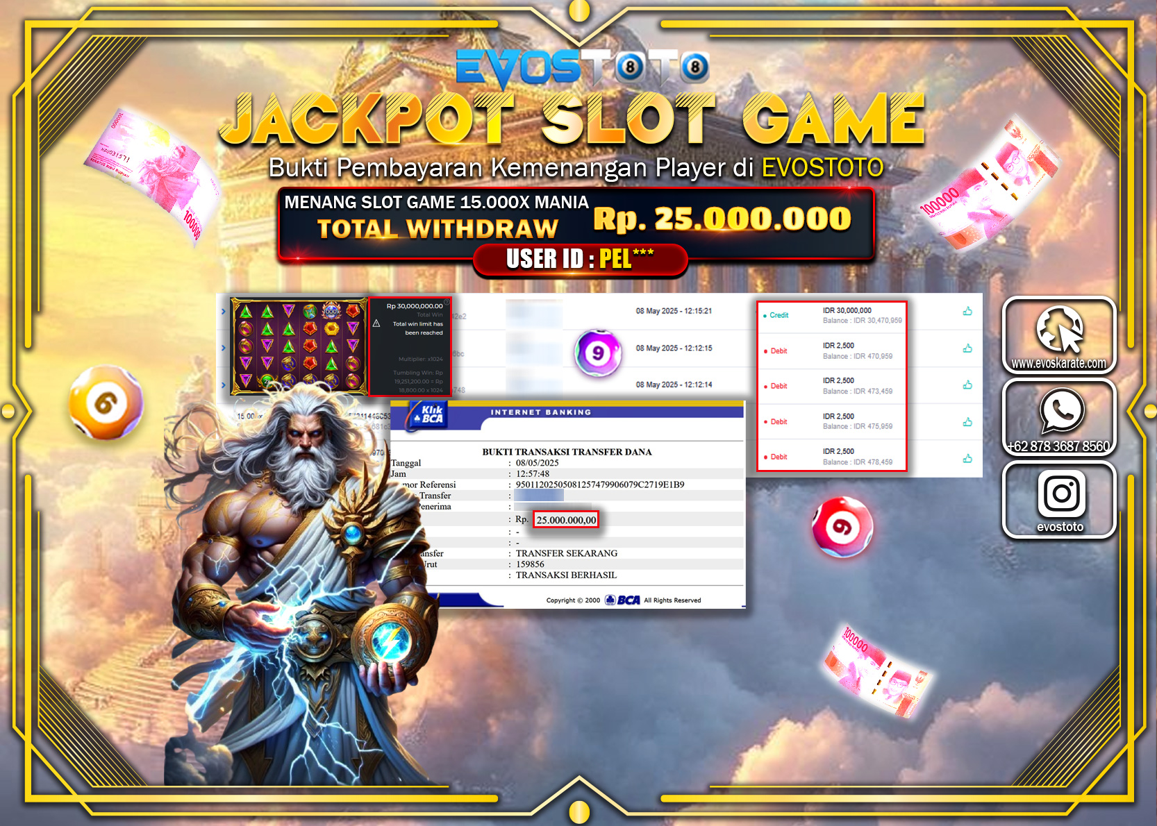 PEMBAYARAN JACKPOTSLOT GAME 15.000X MANIA Rp.25.000.000 DI BAYAR LANGSUNG !