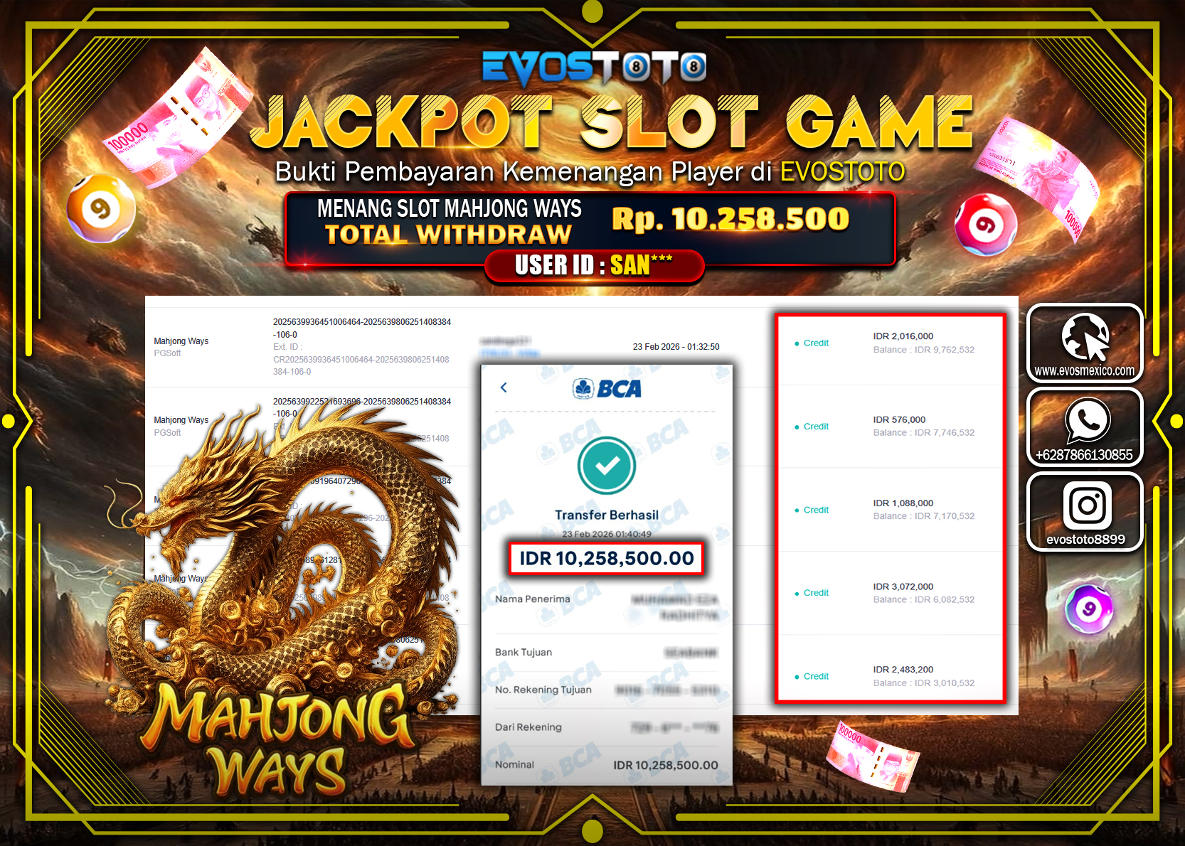PEMBAYARAN JACKPOT SLOT MAHJONG WAYS Rp.10.258.500 DI BAYAR LANGSUNG !