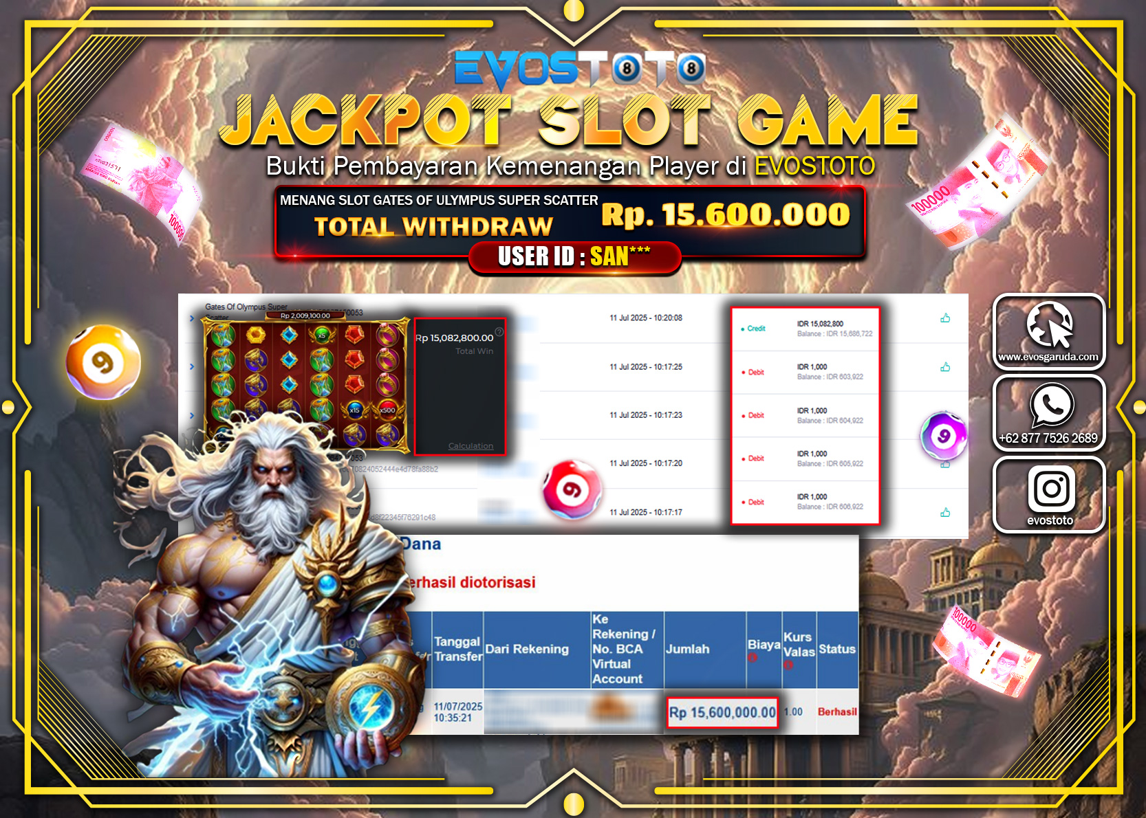 PEMBAYARAN JACKPOT SLOT GATES OF OLYMPUS SUPER SCATTER RP15.600.000 DI BAYAR LANGSUNG !