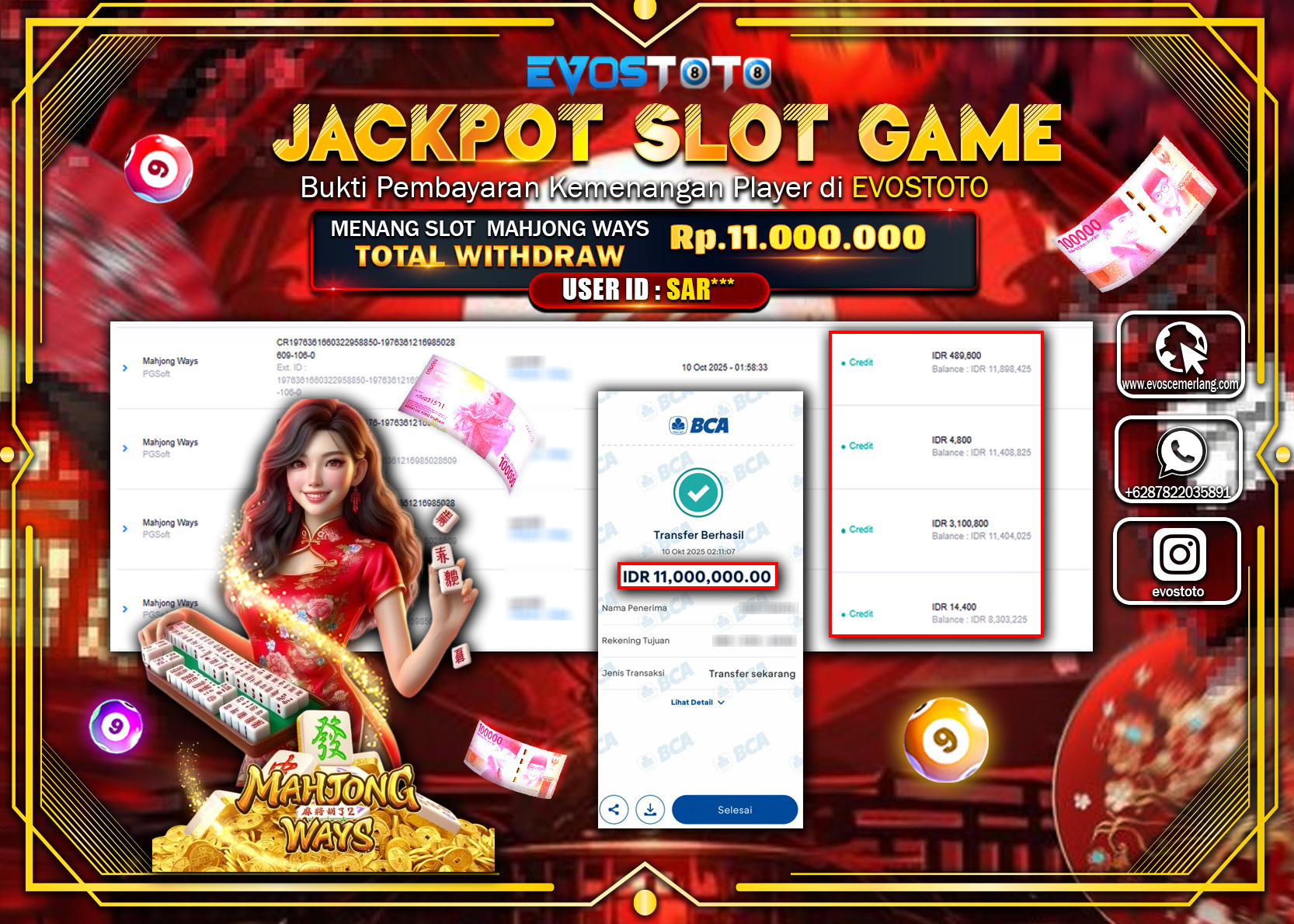 PEMBAYARAN JACKPOT SLOT MAHJONG WAYS Rp11.000.000 DI BAYAR LANGSUNG !