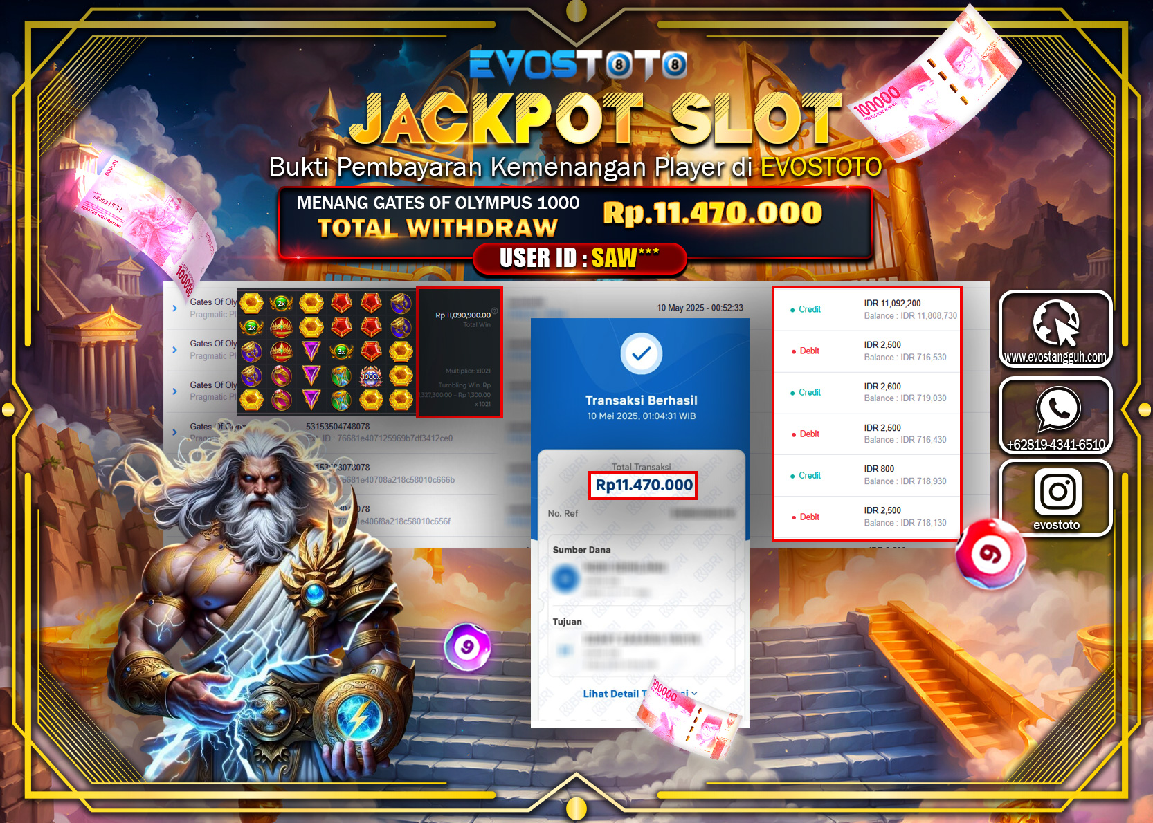 PEMBAYARAN JACKPOT SLOT GATES OF OLYMPUS 1000  Rp11.470.000 DI BAYAR LANGSUNG !