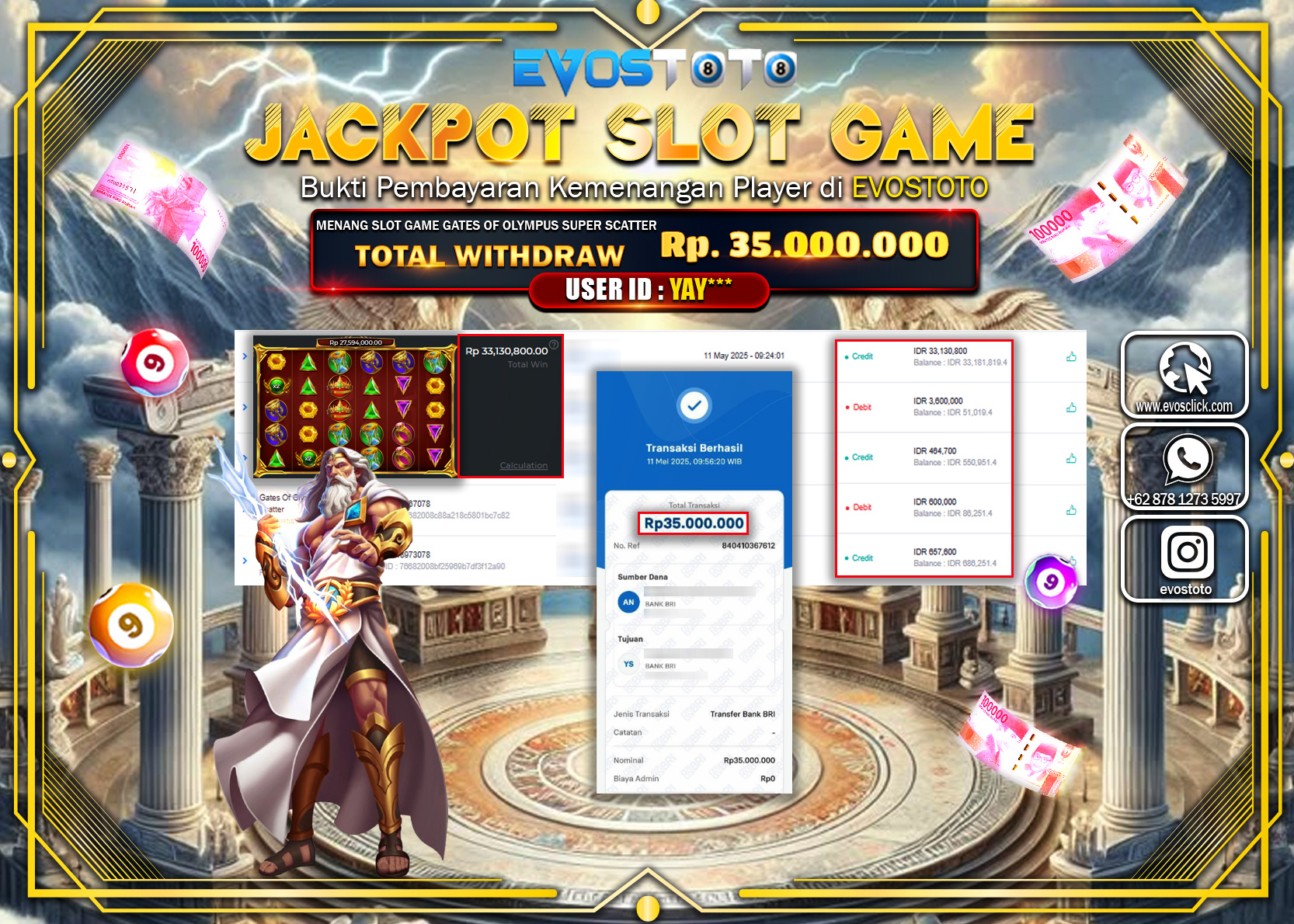 PEMBAYARAN JACKPOT SLOT GATES OF OLYMPUS SUPER SCATTER Rp35.000.000 DI BAYAR LANGSUNG !