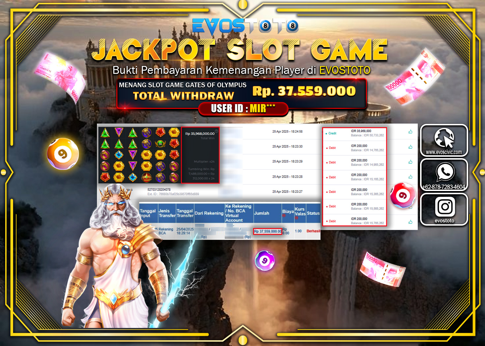 PEMBAYARAN JACKPOT SLOT GATES OF OLYMPUS  Rp.37.559.000 DI BAYAR LANGSUNG !