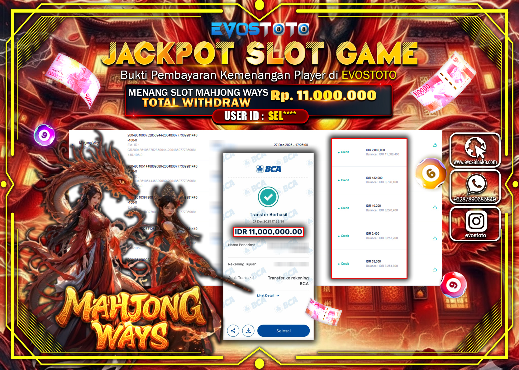 PEMBAYARAN JACKPOT SLOT MAHJONG WAYS Rp.11.000.000 DI BAYAR LANGSUNG !