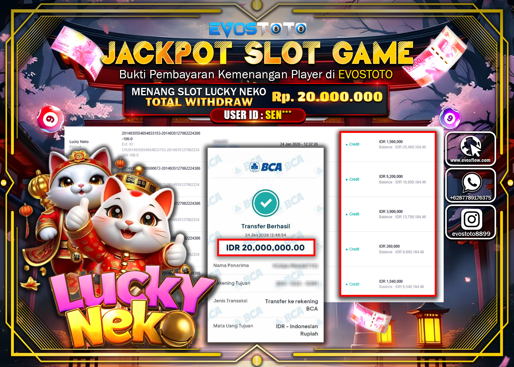 PEMBAYARAN JACKPOT SLOT LUCKY NEKO Rp.20.000.000 DI BAYAR LANGSUNG !