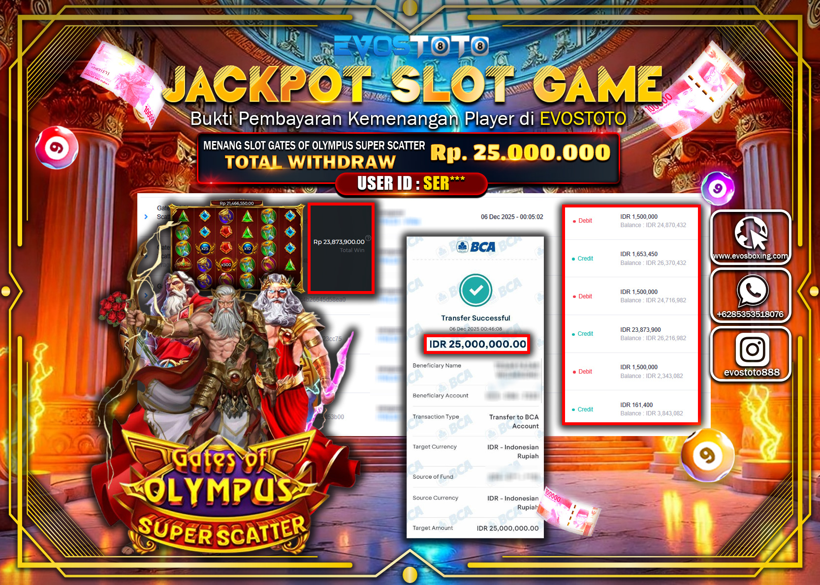 PEMBAYARAN JACKPOT SLOT GATES OF OLYMPUS SUPER SCATTER Rp.25.000.000 DI BAYAR LANGSUNG !
