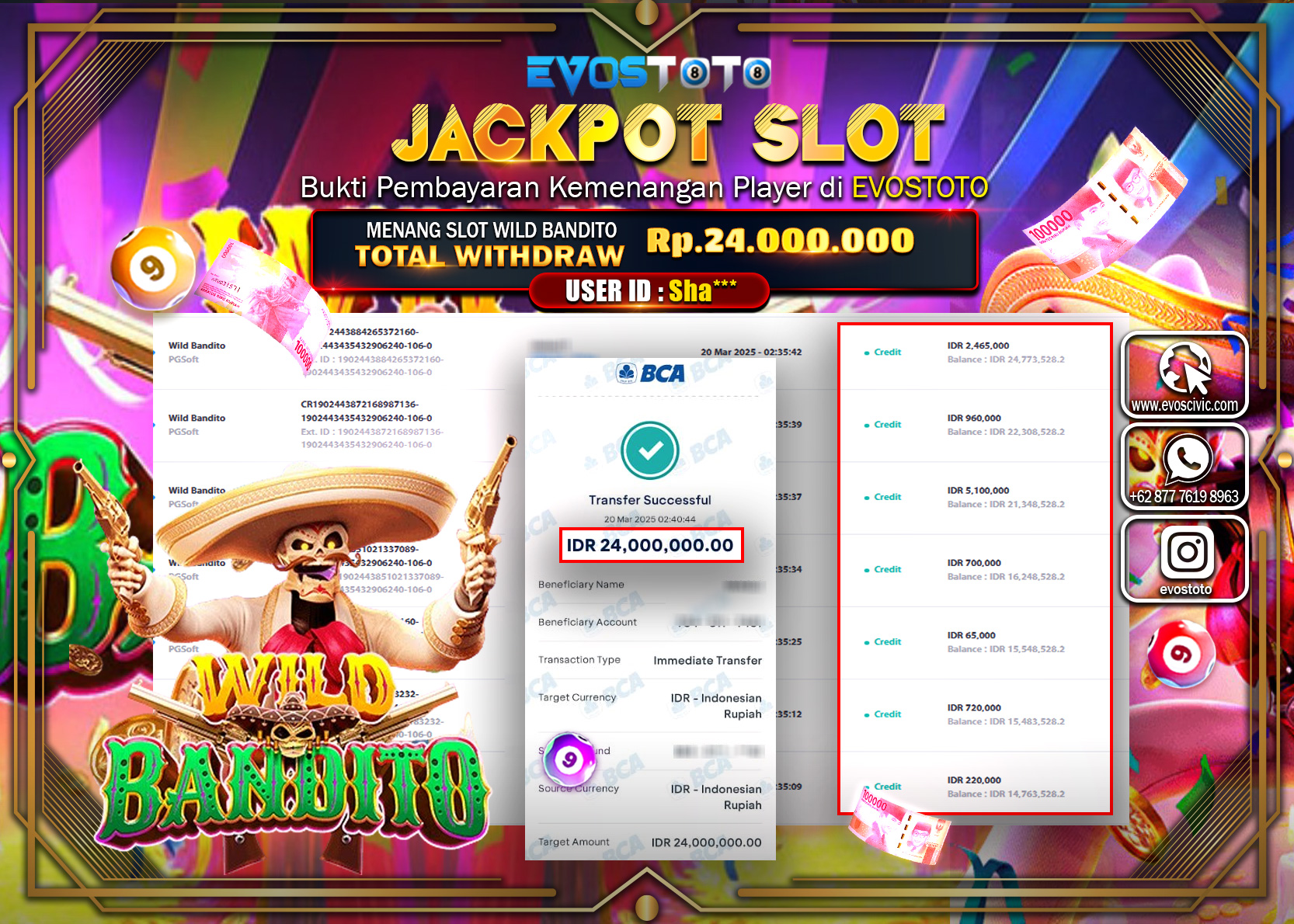 PEMBAYARAN JACKPOT SLOT WILD BANDITO Rp.24.000.000 DI BAYAR LANGSUNG !