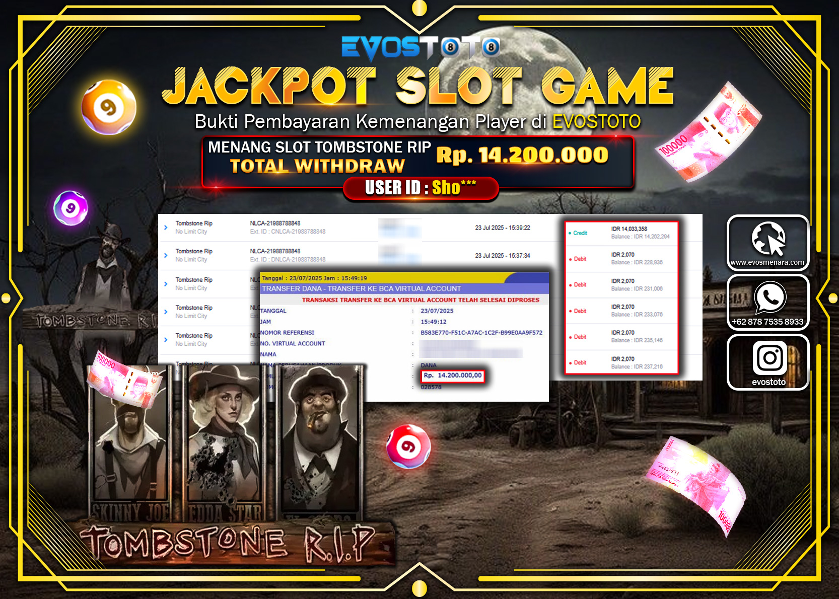 PEMBAYARAN JACKPOT SLOT TOMBSTONE RIP Rp14.200.000 DI BAYAR LANGSUNG !