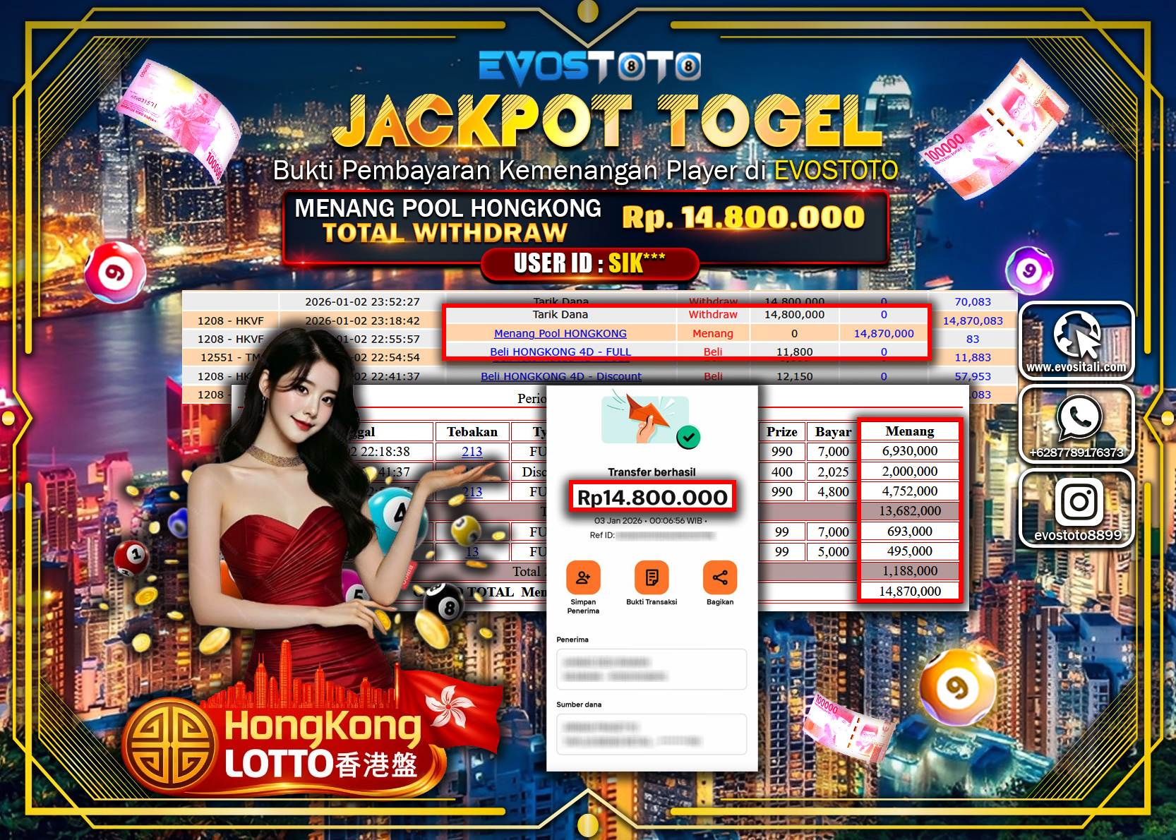 PEMBAYARAN JACKPOT TOGEL POOL HONGKONG Rp.14.800.000 DI BAYAR LANGSUNG !
