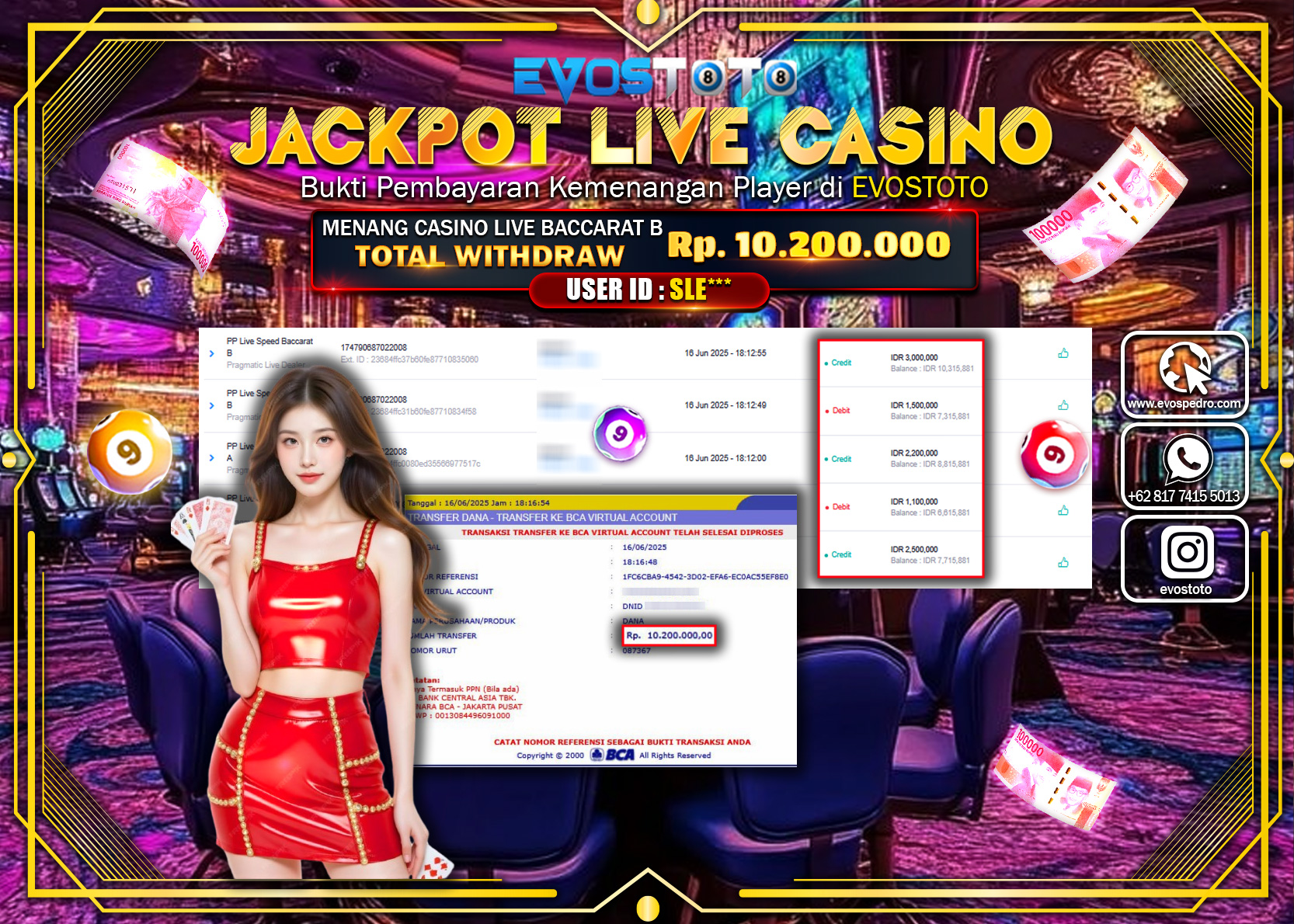 PEMBAYARAN JACKPOT LIVE CASINO BACCARAT B Rp.10.200.000 DI BAYAR LANGSUNG !