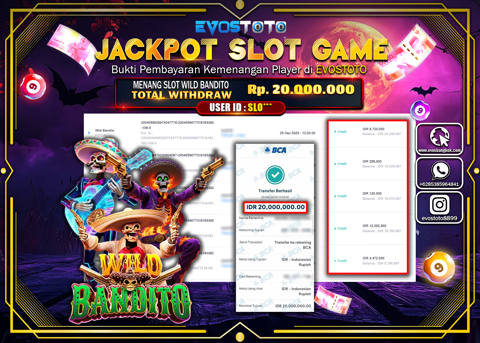 PEMBAYARAN JACKPOT SLOT WILD BANDITO Rp.20.000.000 DI BAYAR LANGSUNG !