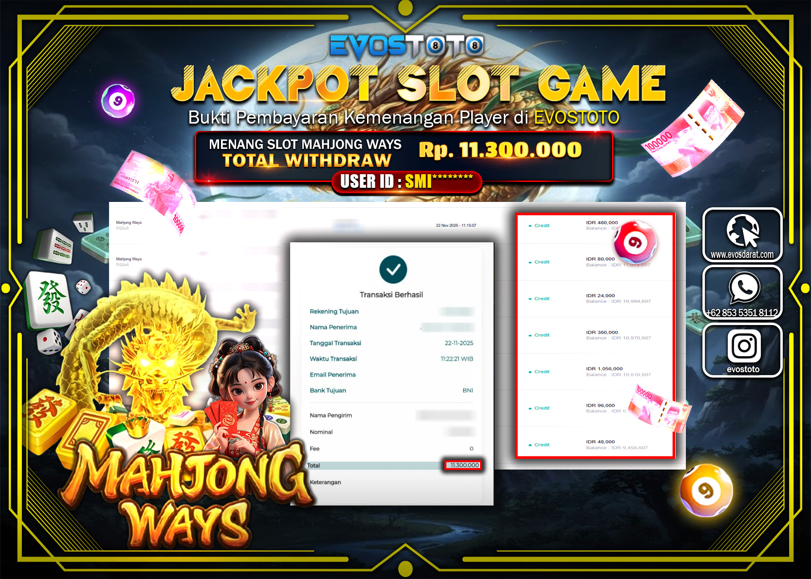 PEMBAYARAN JACKPOT SLOT MAHJONG WAYS  Rp.11.300.000 DI BAYAR LANGSUNG !