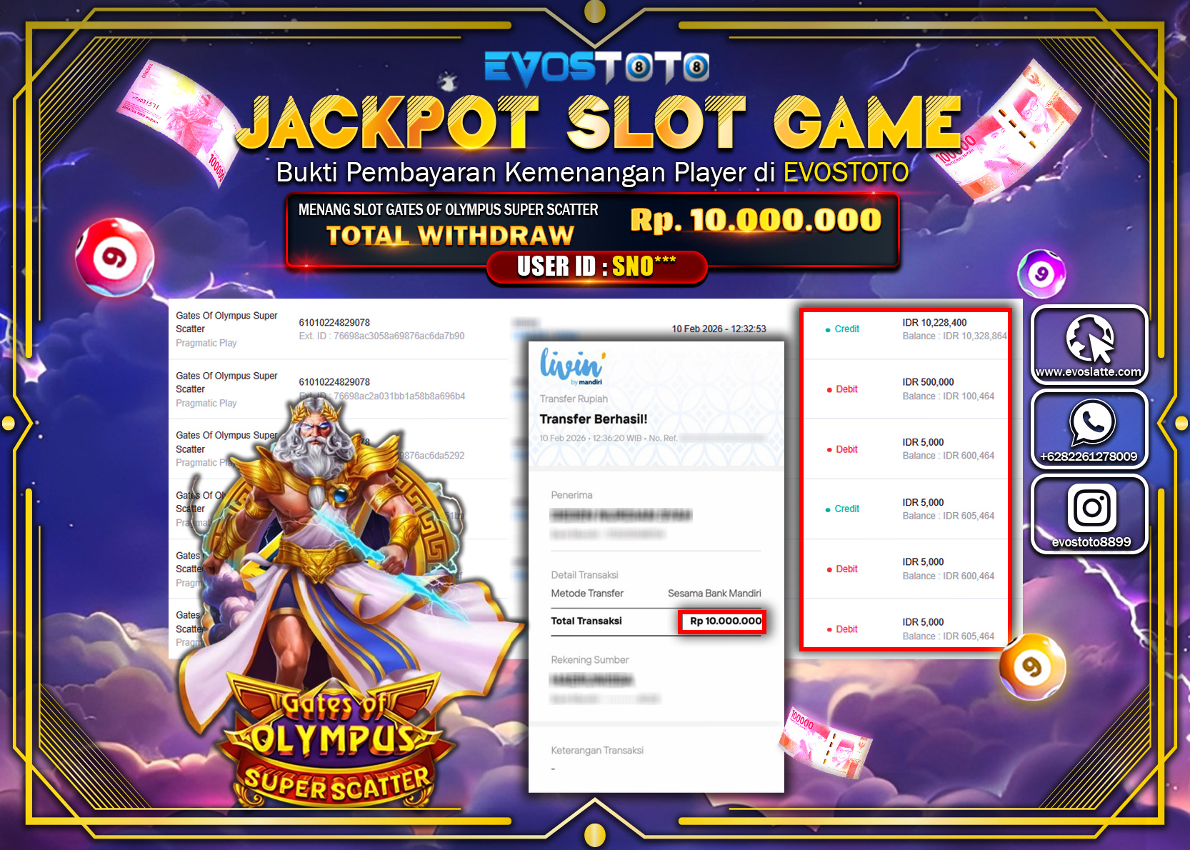 PEMBAYARAN JACKPOT SLOT GATES OF OLYMPUS SUPER SCATTER Rp.10.000.000 DI BAYAR LANGSUNG !