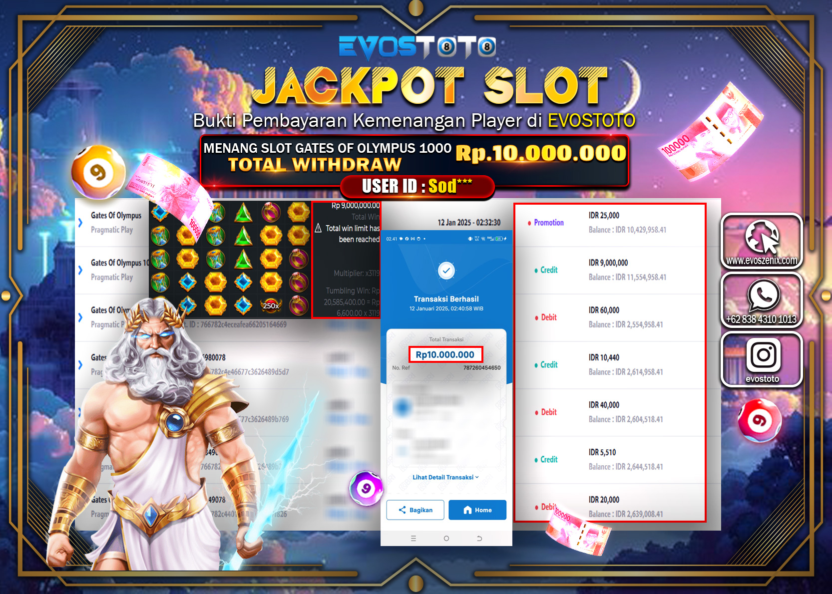 PEMBAYARAN JACKPOT SLOT GATES OF OLYMPUS Rp.10.000.000 DI BAYAR LANGSUNG !