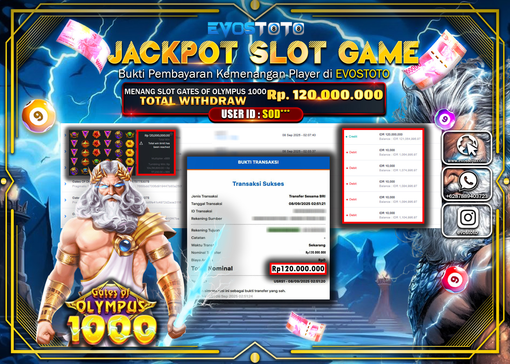 PEMBAYARAN JACKPOT SLOT GATES OF OLYMPUS 1000 Rp120.000.000 DI BAYAR LANGSUNG !