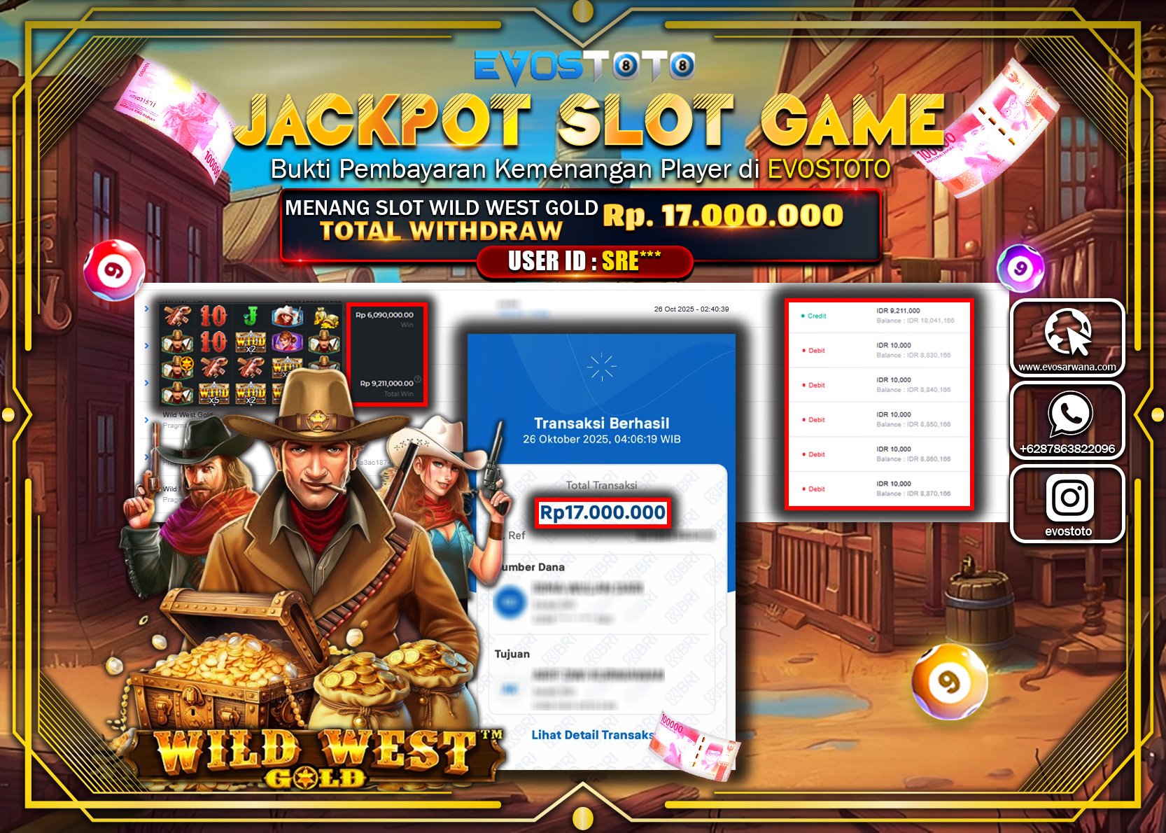 PEMBAYARAN JACKPOT SLOT WILD WEST GOLD Rp17.000.000 DI BAYAR LANGSUNG !